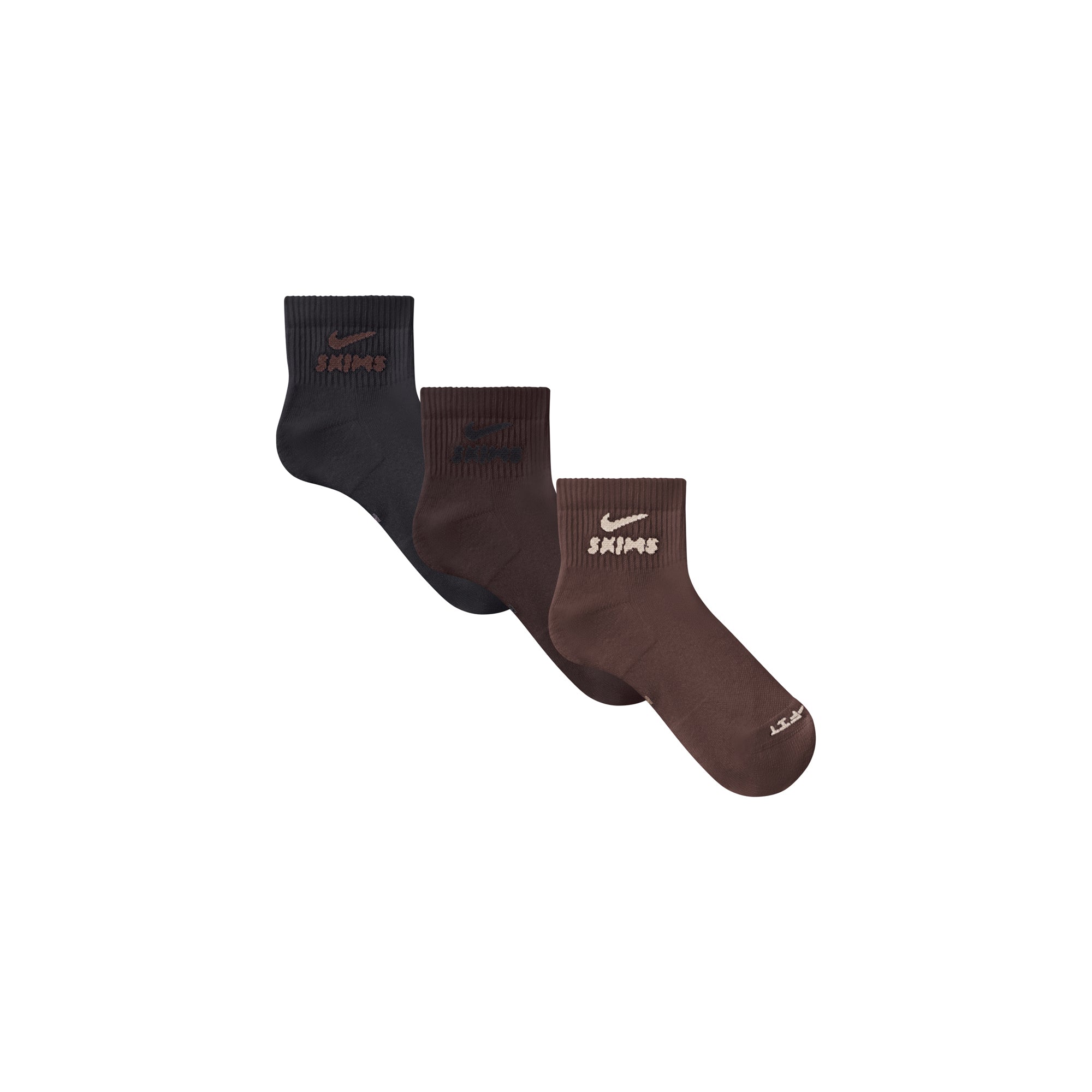 NikeSKIMS ACCESSORIES DRI-FIT QUARTER CREW SOCK 3-PACK | DARK SEPIA MULTI - Sneaker Türkiye