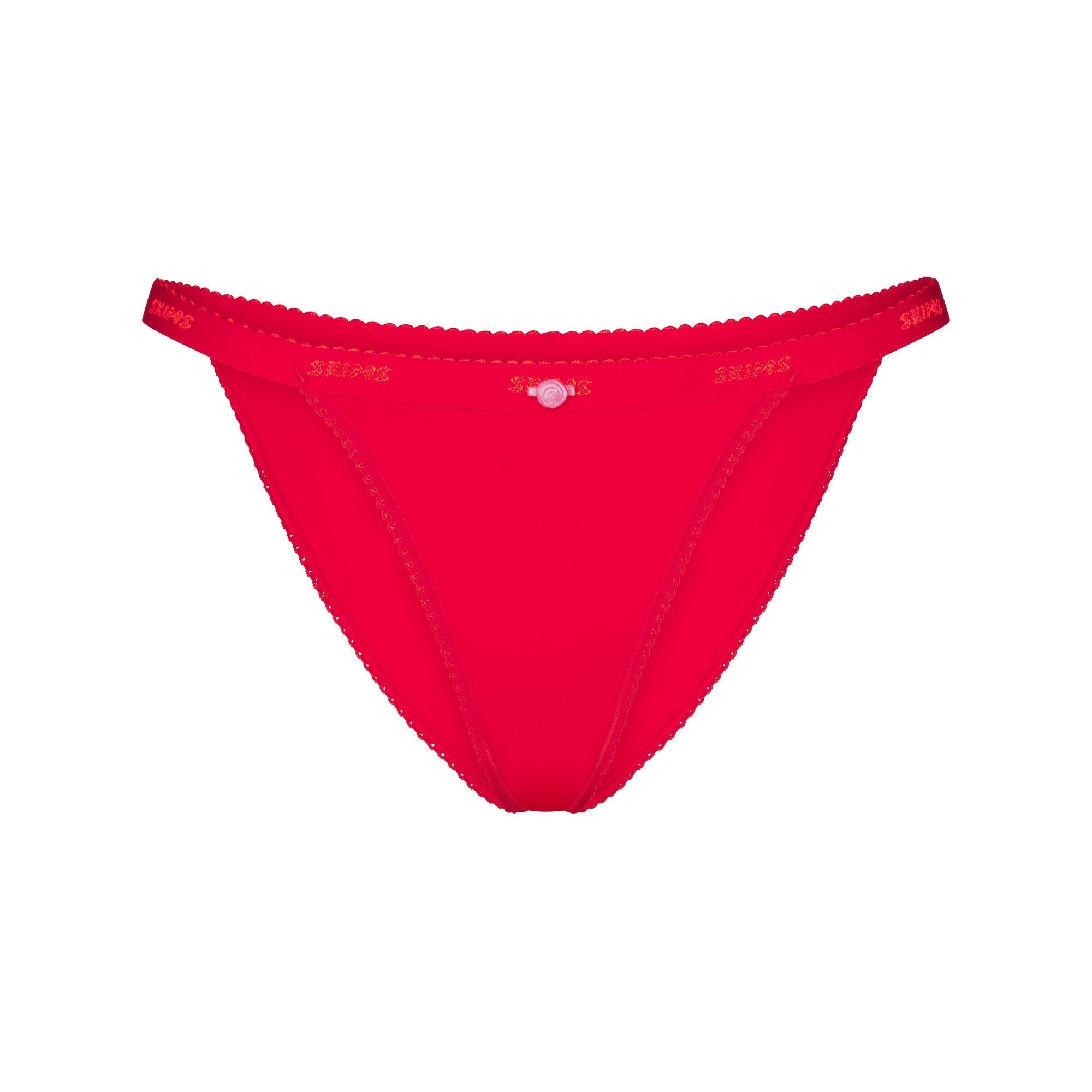 SKIMS LIGHTWEIGHT COTTON LOGO PICOT STRING BIKINI | RUBY TONAL - Sneaker Türkiye