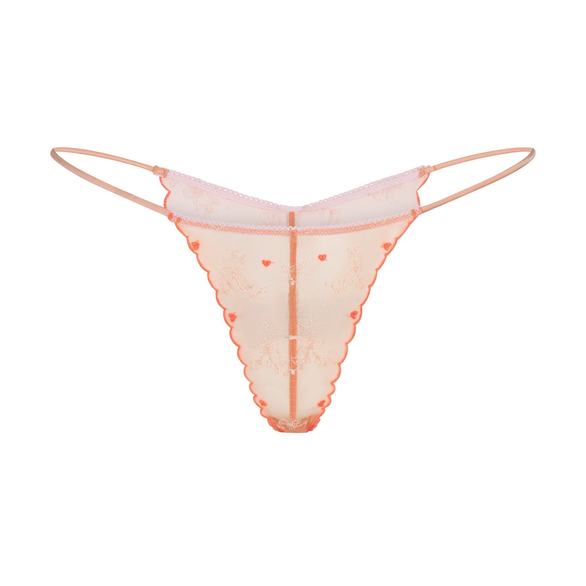 SKIMS EMBROIDERED TULLE MINI SLIP DRESS AND TANGA SET | GUAVA HEART TULLE - Sneaker Türkiye
