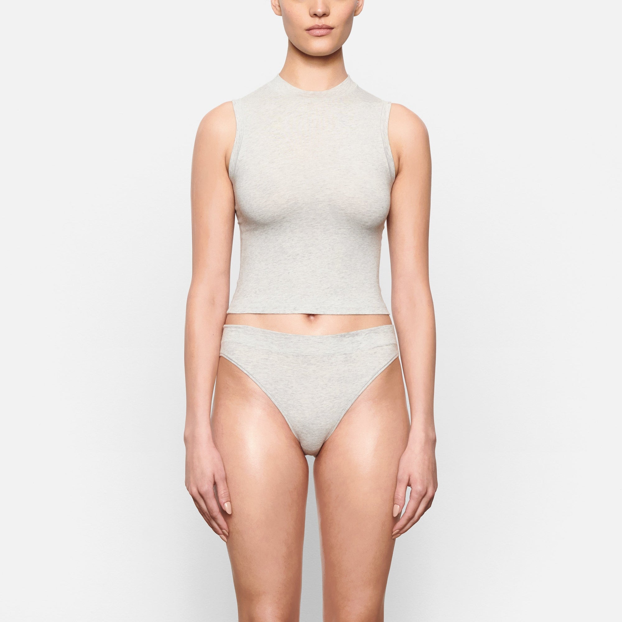 SKIMS COTTON JERSEY CHEEKY TANGA | LIGHT HEATHER GREY - Sneaker Türkiye