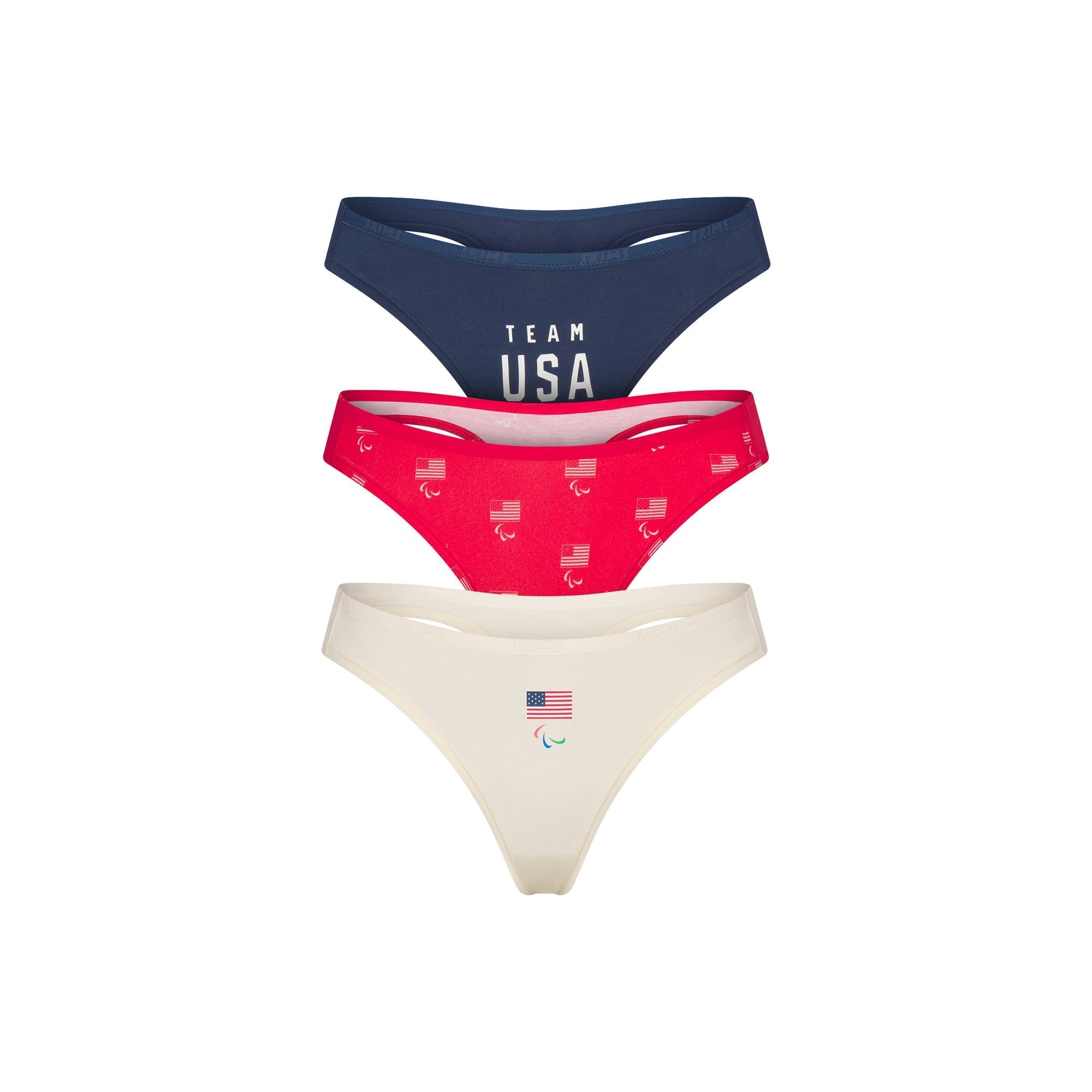 SKIMS FOR TEAM USA COTTON JERSEY PARALYMPIC THONG 3-PACK | SKIMS FOR TEAM USA OLYMPIC MULTI - Sneaker Türkiye