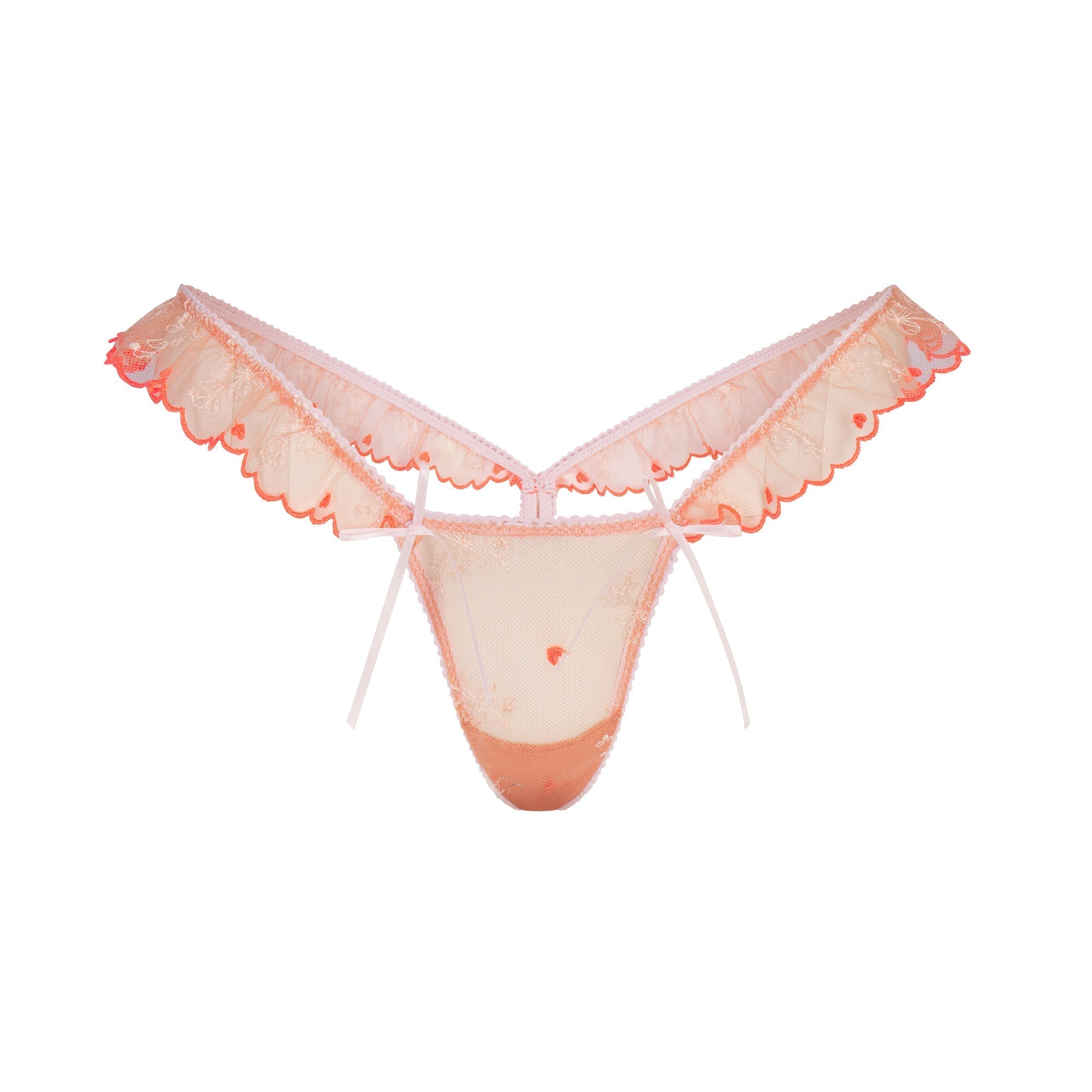 SKIMS EMBROIDERED TULLE BUTTERFLY THONG | GUAVA HEART TULLE - Sneaker Türkiye