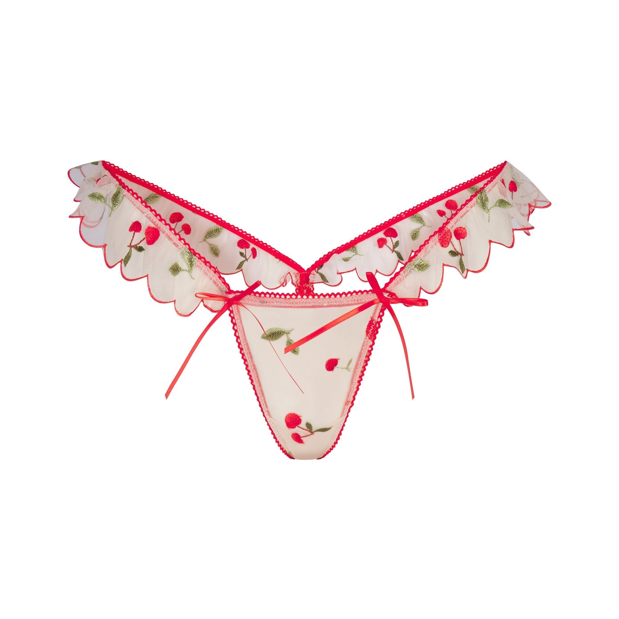 SKIMS EMBROIDERED TULLE BUTTERFLY THONG | PRIMROSE CHERRY TULLE - Sneaker Türkiye