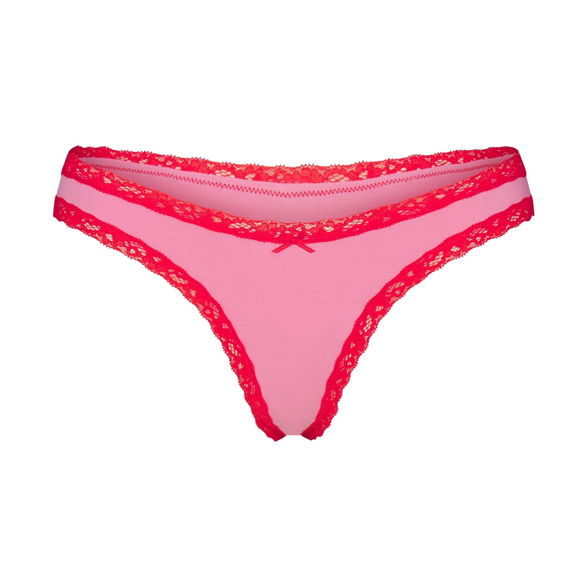 SKIMS LIGHTWEIGHT COTTON LACE THONG | CARNATION CONTRAST - Sneaker Türkiye