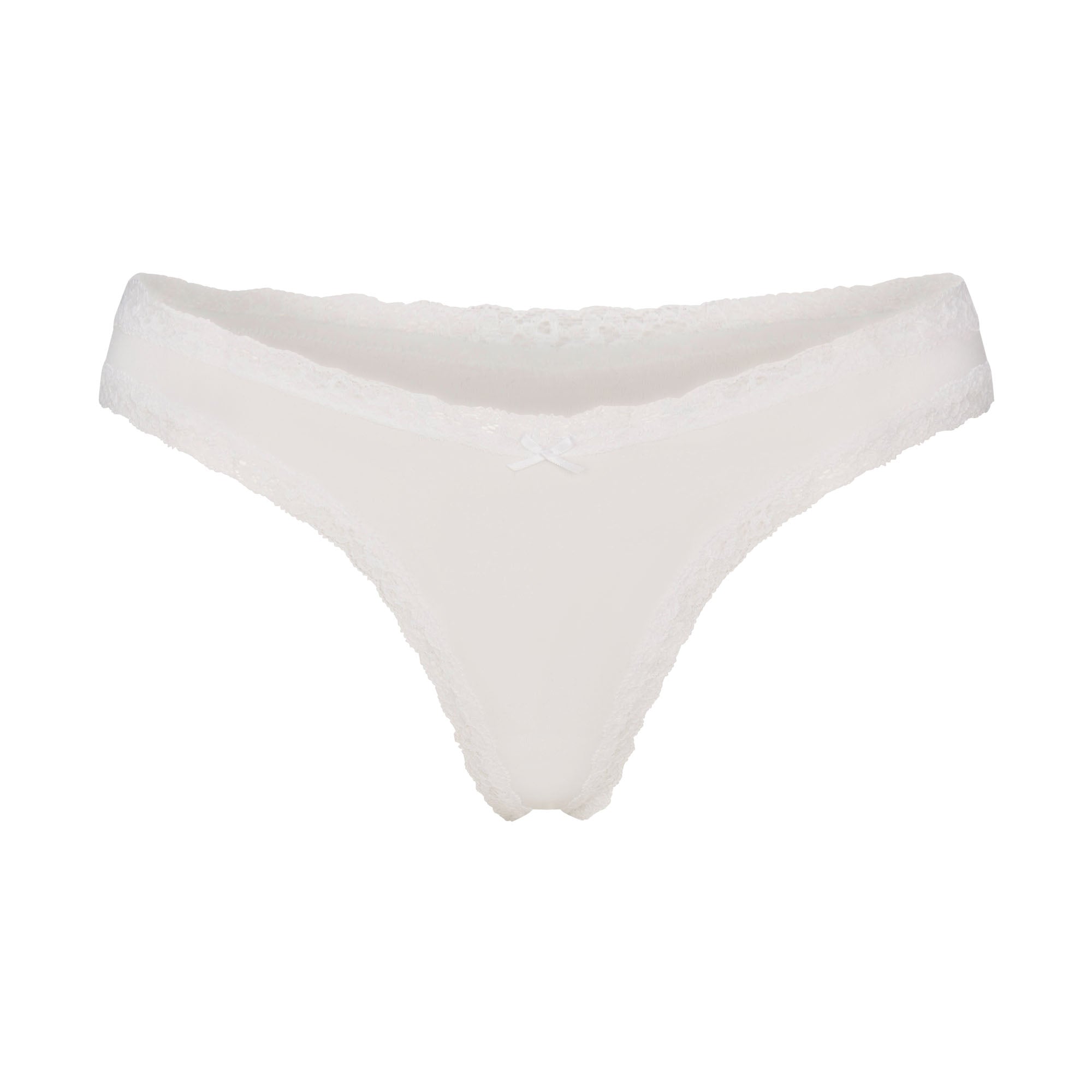 SKIMS LIGHTWEIGHT COTTON LACE THONG | SNOW - Sneaker Türkiye