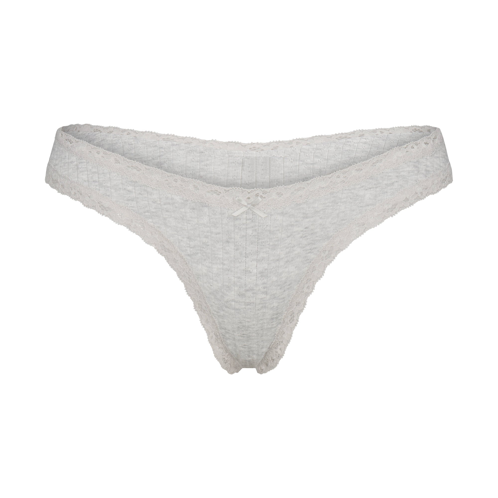 SKIMS LIGHTWEIGHT COTTON POINTELLE LACE THONG | LIGHT HEATHER GREY - Sneaker Türkiye