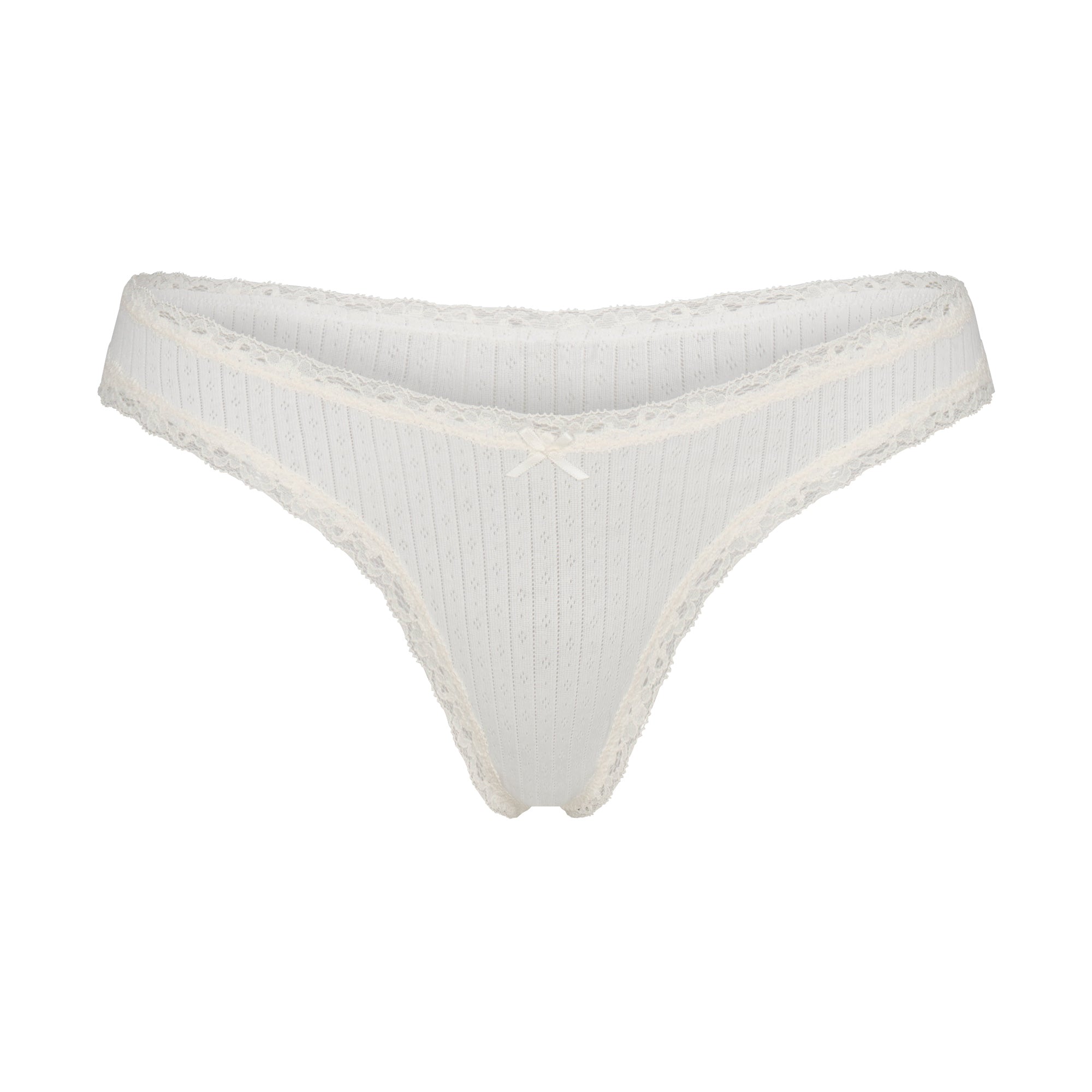 SKIMS LIGHTWEIGHT COTTON POINTELLE LACE THONG | MARBLE TONAL - Sneaker Türkiye