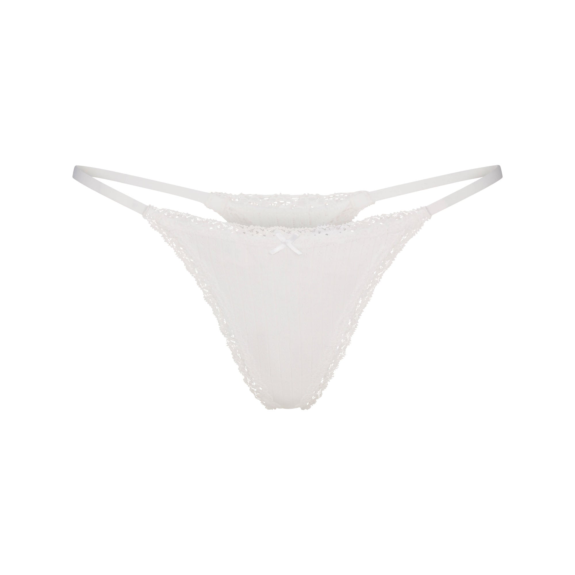 SKIMS LIGHTWEIGHT COTTON POINTELLE LACE STRING THONG | SNOW - Sneaker Türkiye