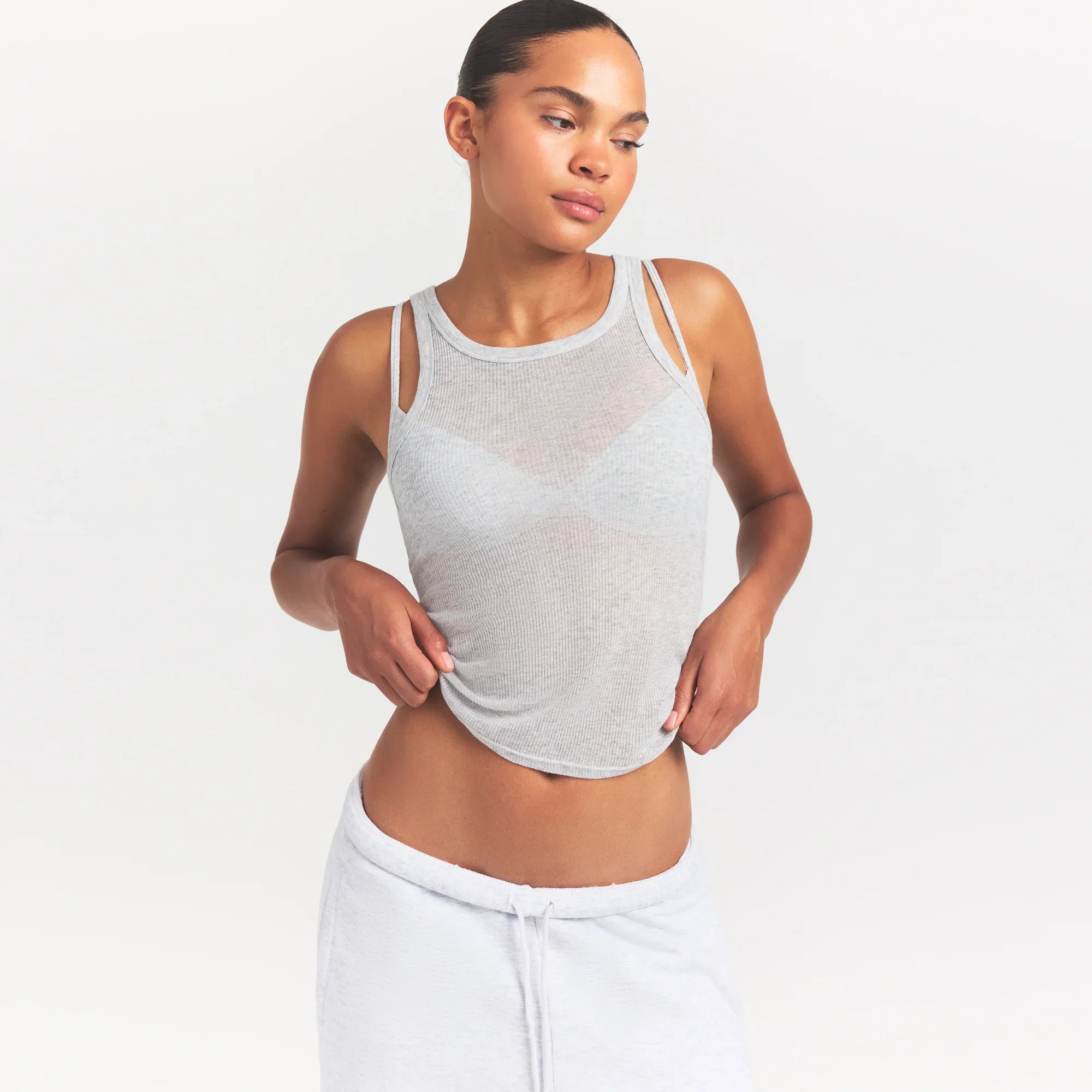 SKIMS SHEER RIB TANK | LIGHT HEATHER GREY - Sneaker Türkiye