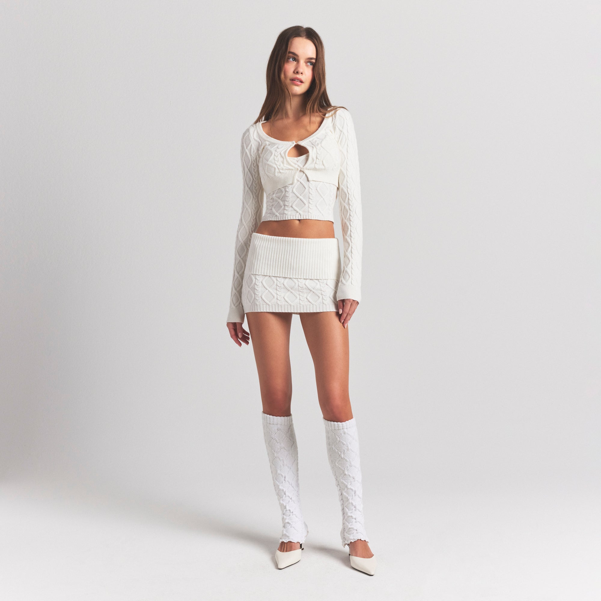 SKIMS COZY LIGHT CABLE KNIT LEG WARMERS | IVORY - Sneaker Türkiye