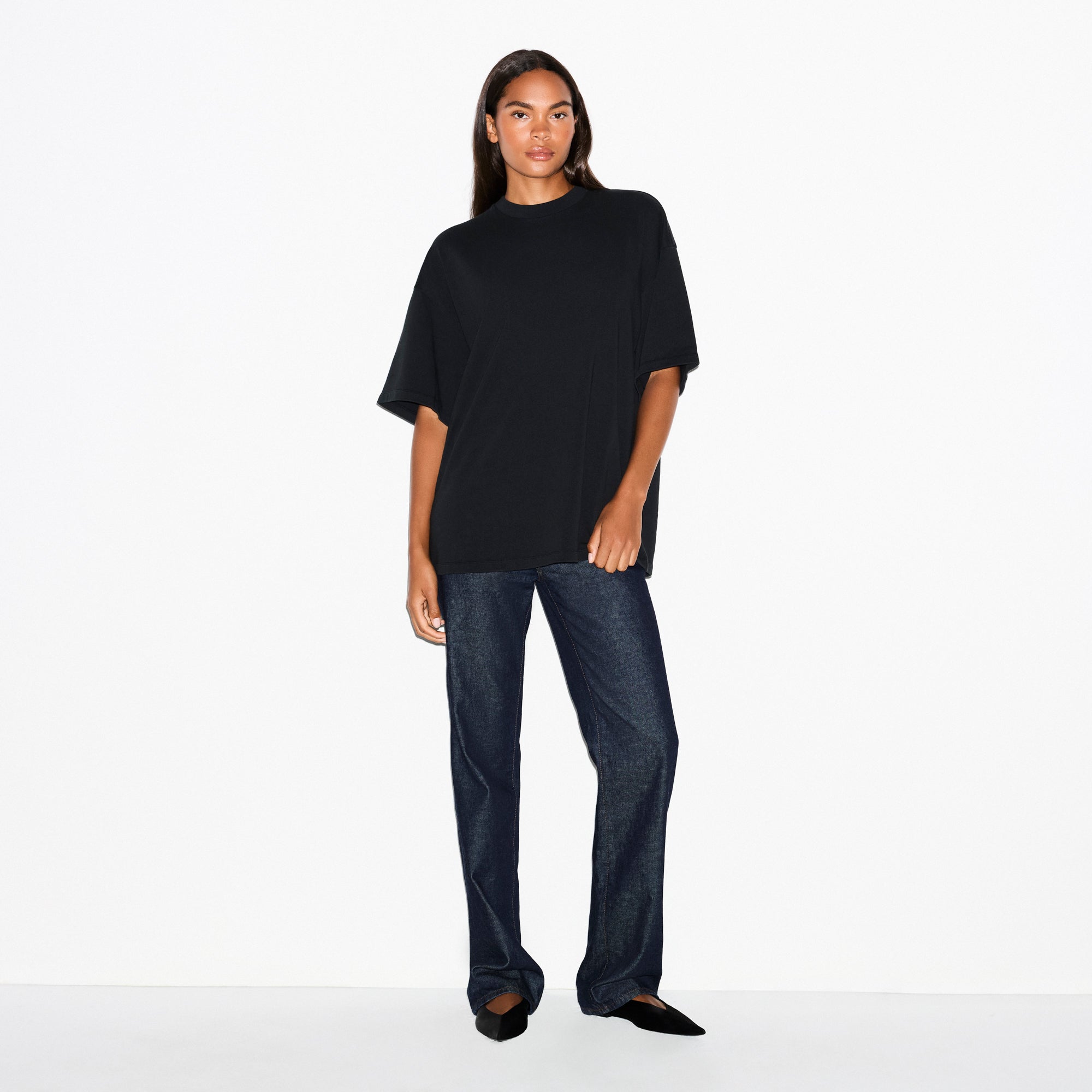SKIMS HEAVY COTTON OVERBedenD T-SHIRT | ONYX - Sneaker Türkiye