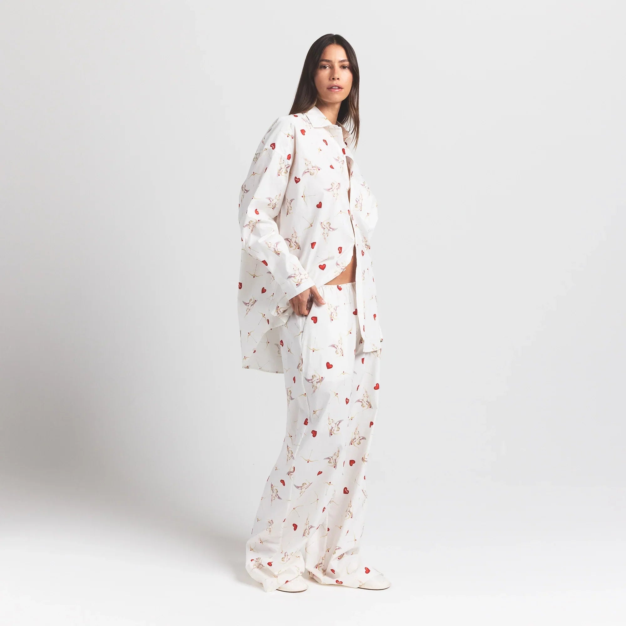 SKIMS COTTON POPLIN OVERBedenD SLEEP SET | MARBLE CHERUB PRINT - Sneaker Türkiye