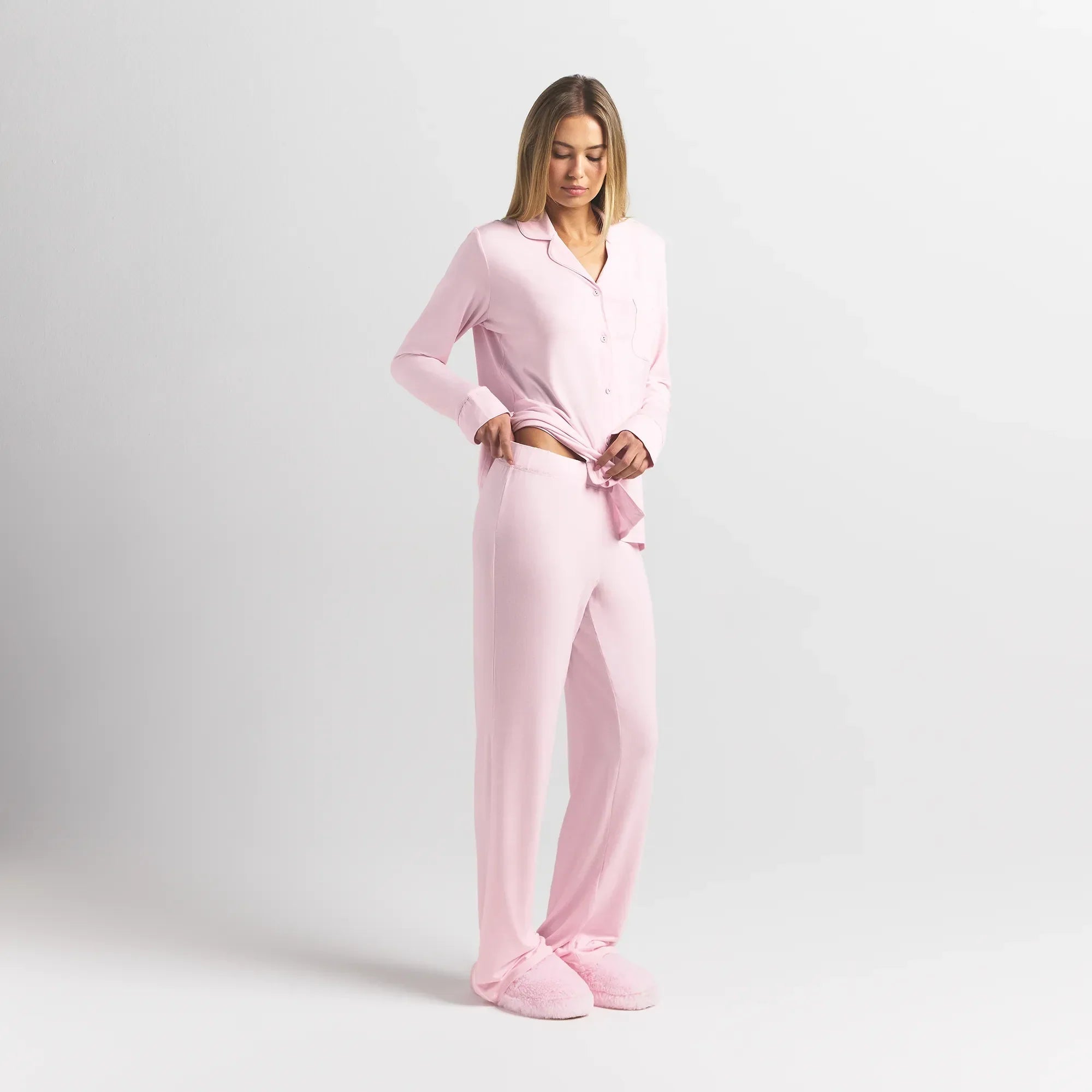 SKIMS SLEEP LONG SLEEVE BUTTON UP SET | BLOOM - Sneaker Türkiye