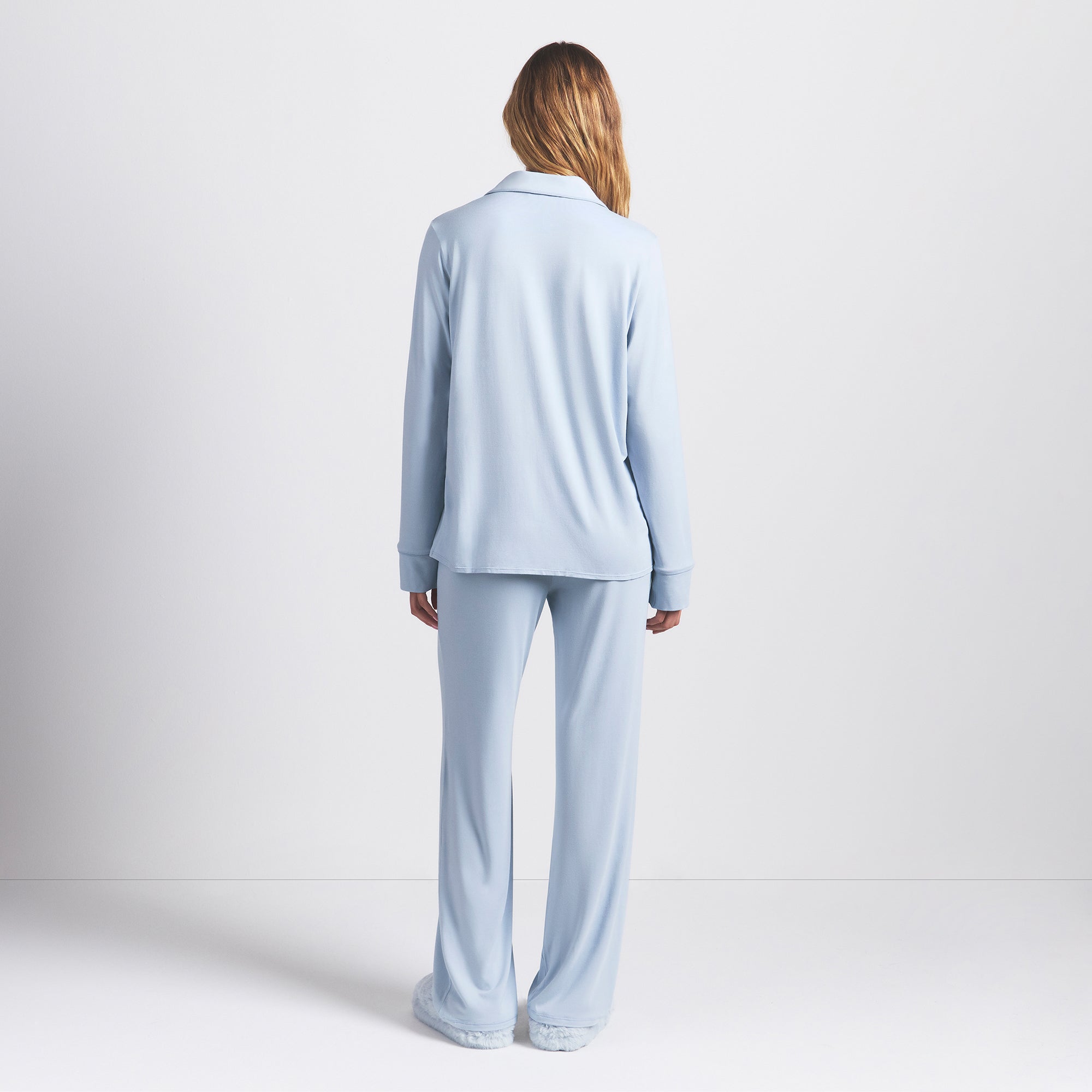 SKIMS SLEEP LONG SLEEVE BUTTON UP SET | ZEN BLUE - Sneaker Türkiye