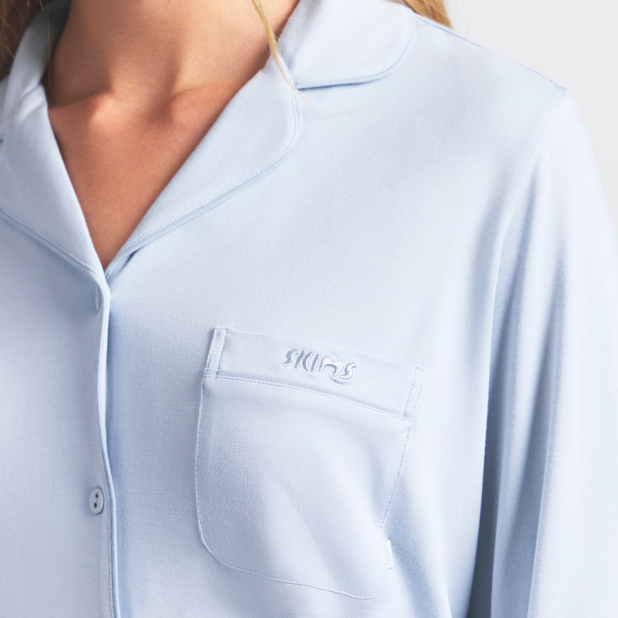 SKIMS SLEEP LONG SLEEVE BUTTON UP SET | ZEN BLUE - Sneaker Türkiye