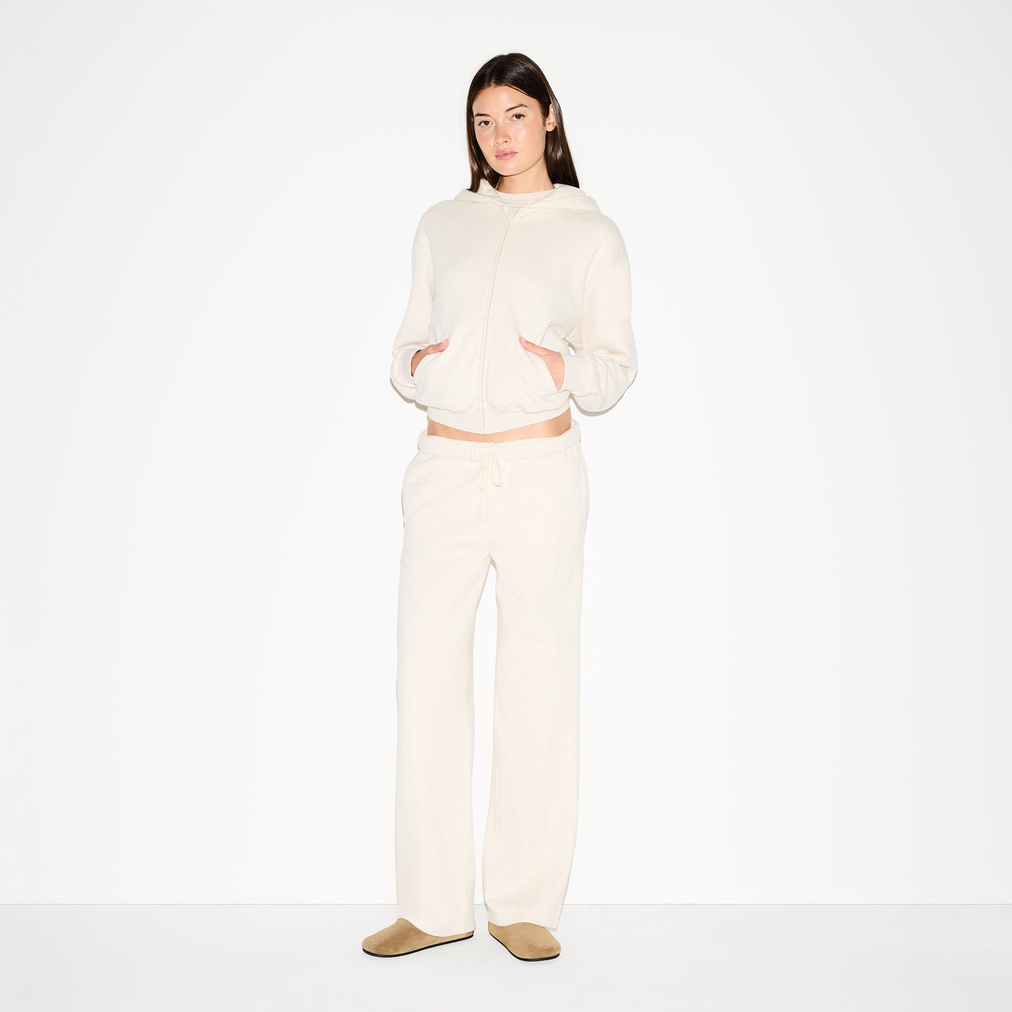 SKIMS COTTON FLEECE CLASSIC STRAIGHT LEG PANT | OATMEAL HEATHER - Sneaker Türkiye