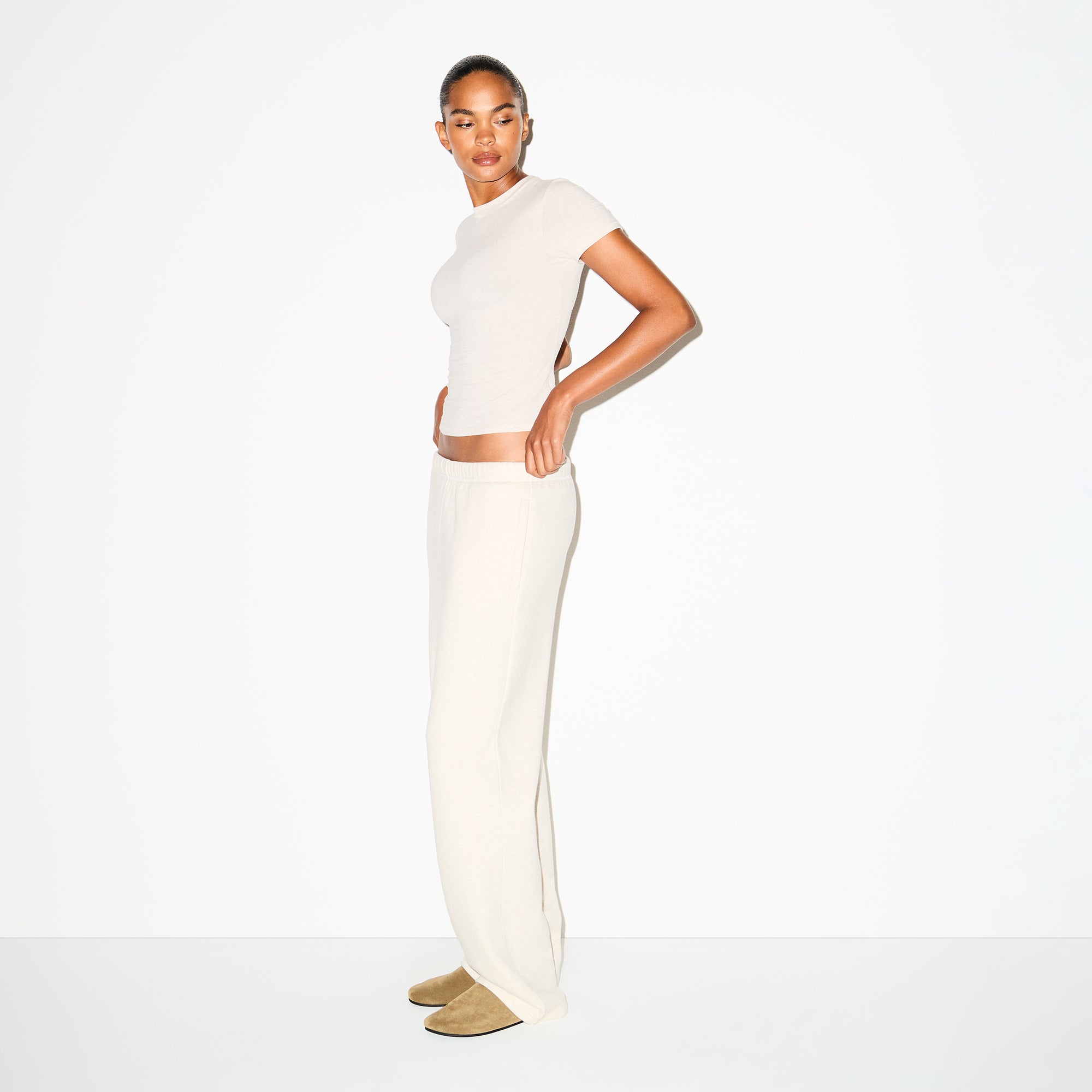 SKIMS COTTON FLEECE CLASSIC STRAIGHT LEG PANT | OATMEAL HEATHER - Sneaker Türkiye