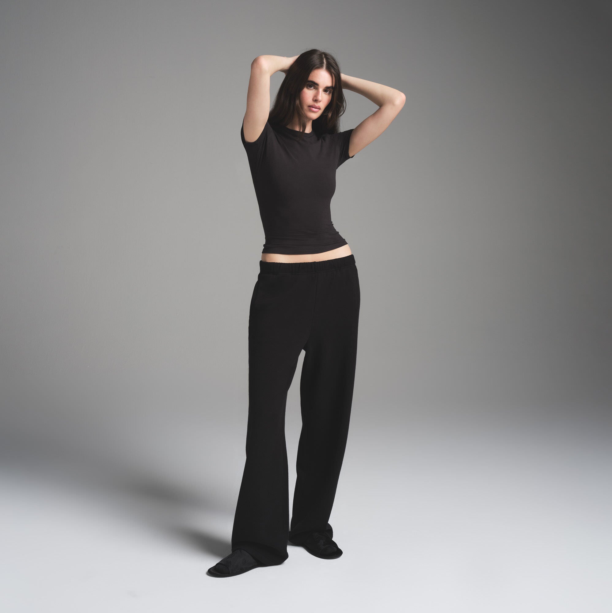 SKIMS COTTON FLEECE CLASSIC STRAIGHT LEG PANT | ONYX - Sneaker Türkiye