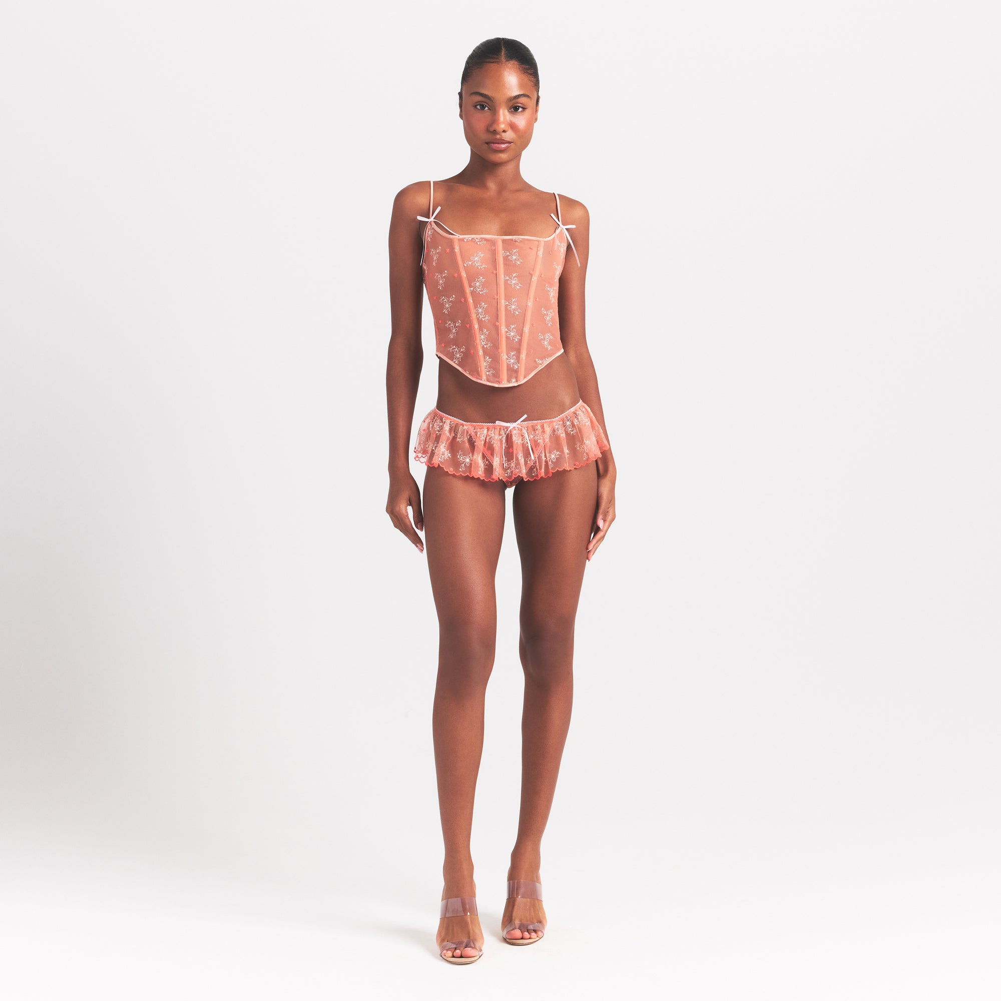 SKIMS EMBROIDERED TULLE CORSET | GUAVA HEART TULLE - Sneaker Türkiye