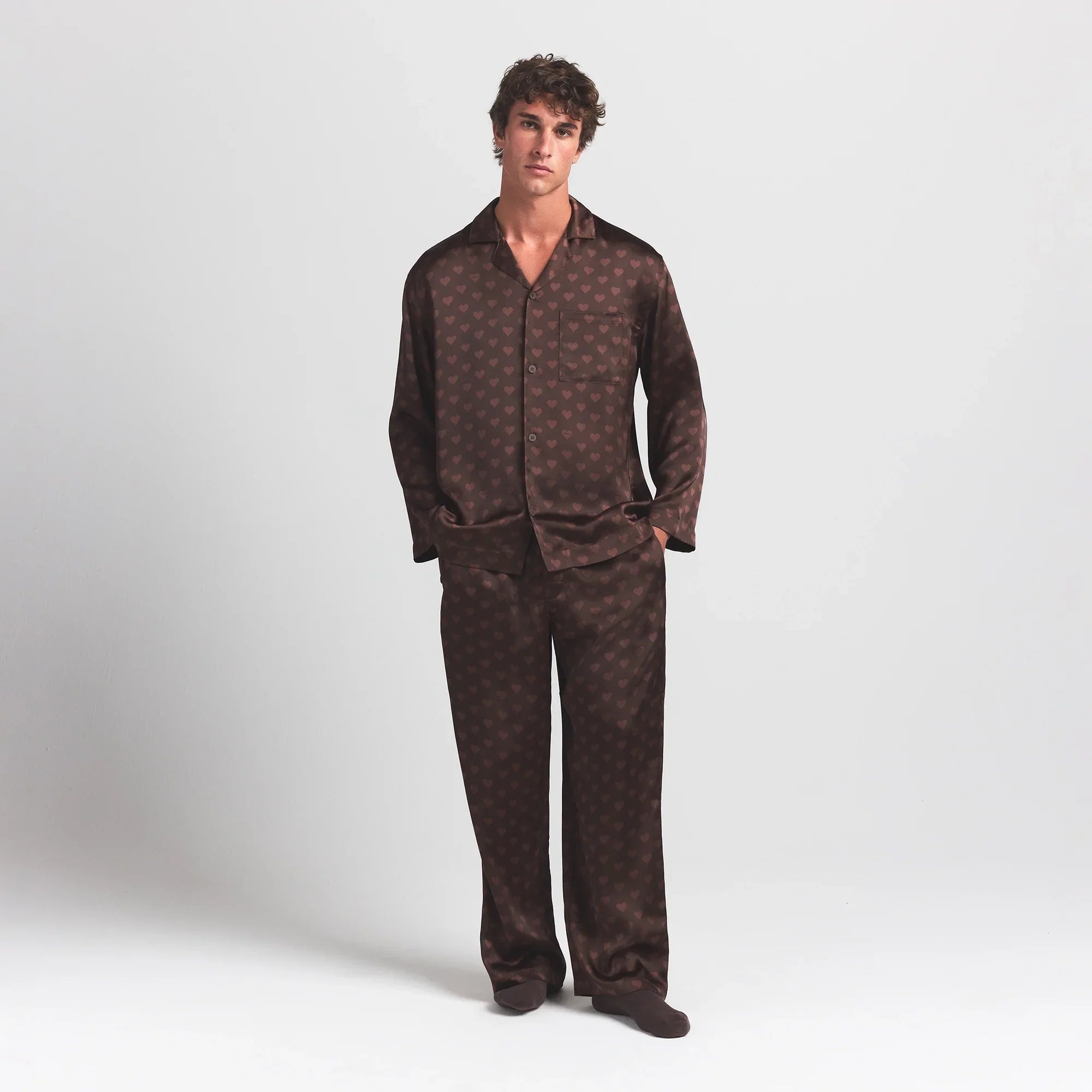 SKIMS SATEEN SLEEP MENS LONG SLEEP SET | COCOA HEART HALFDROP - Sneaker Türkiye
