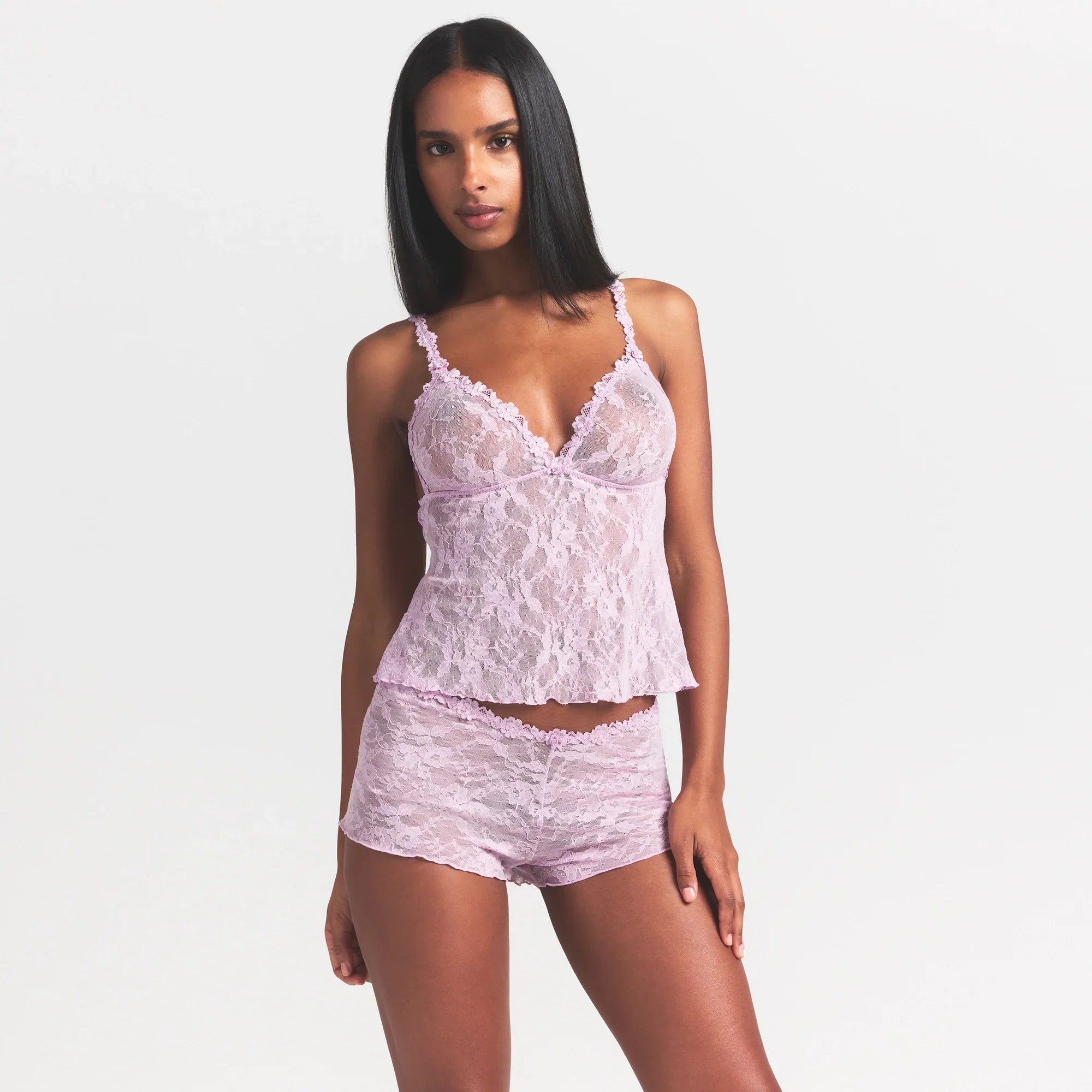 SKIMS STRETCH LACE TRIANGLE CAMI AND SHORT SET | BABY PINK - Sneaker Türkiye