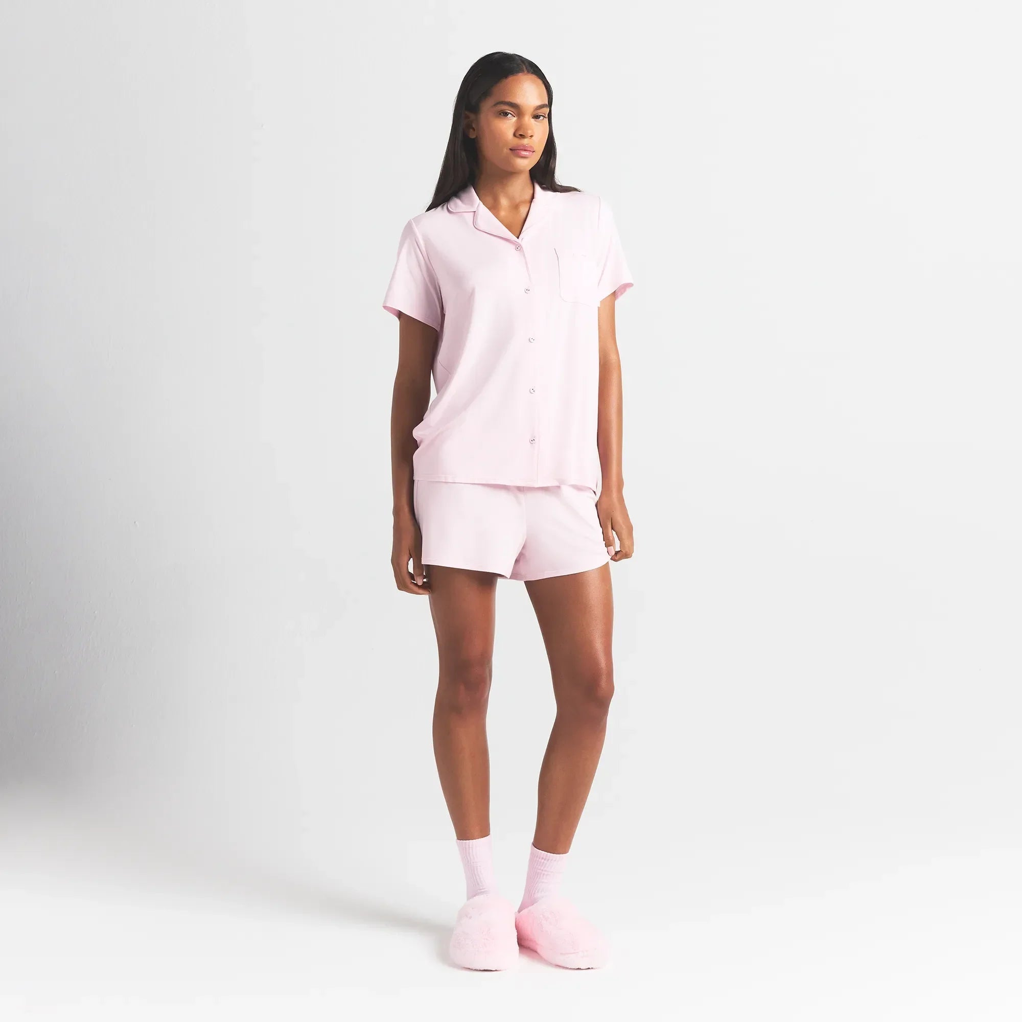 SKIMS SLEEP SHORT SLEEVE BUTTON UP SET | BLOOM - Sneaker Türkiye