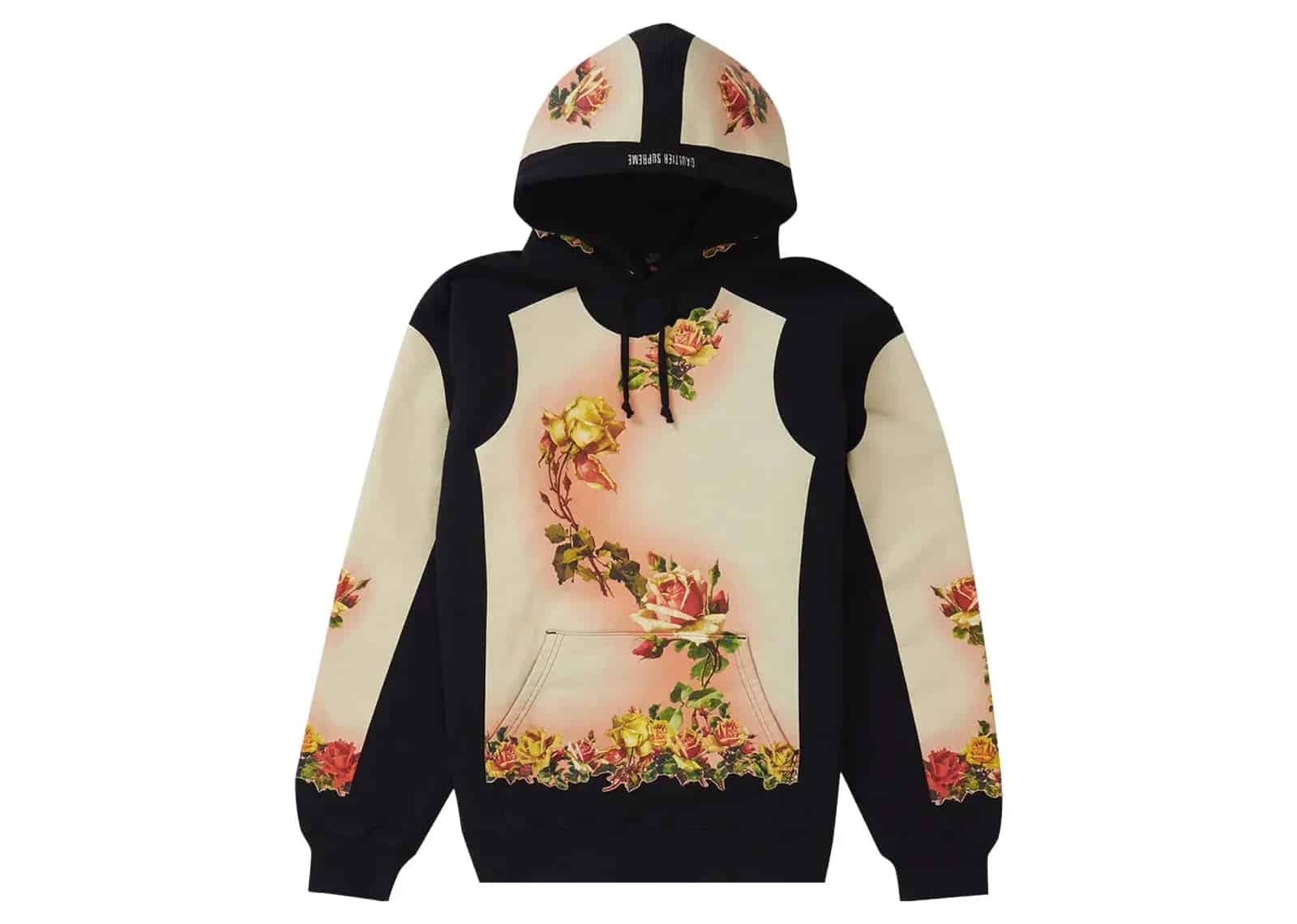 Supreme Jean Paul Gaultier Floral Print Hooded Sweatshirt Black - Sneaker Türkiye