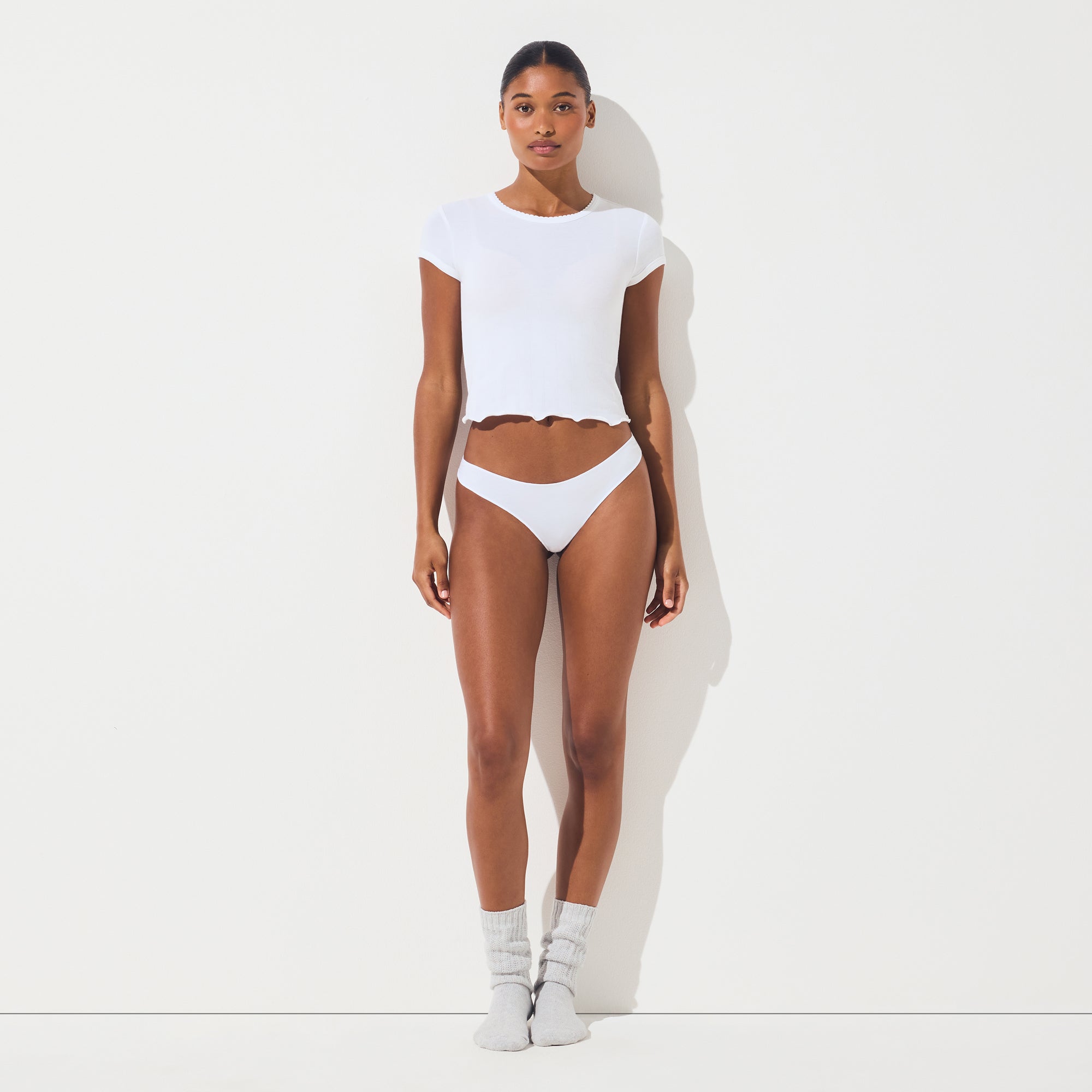 SKIMS LIGHTWEIGHT COTTON THONG | SNOW - Sneaker Türkiye