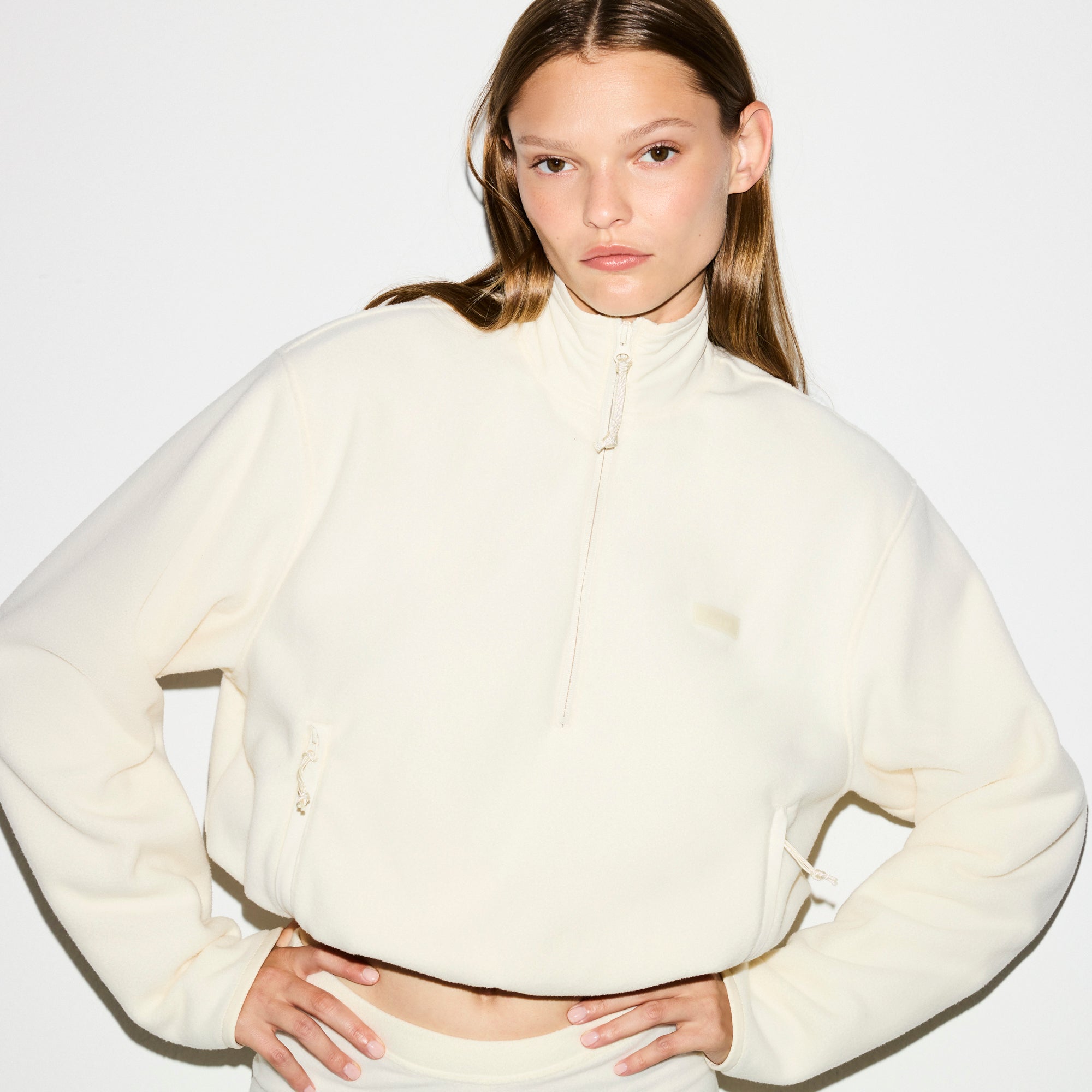 SKIMS OUTDOOR FLEECE HALF ZIP PULLOVER | ECRU - Sneaker Türkiye