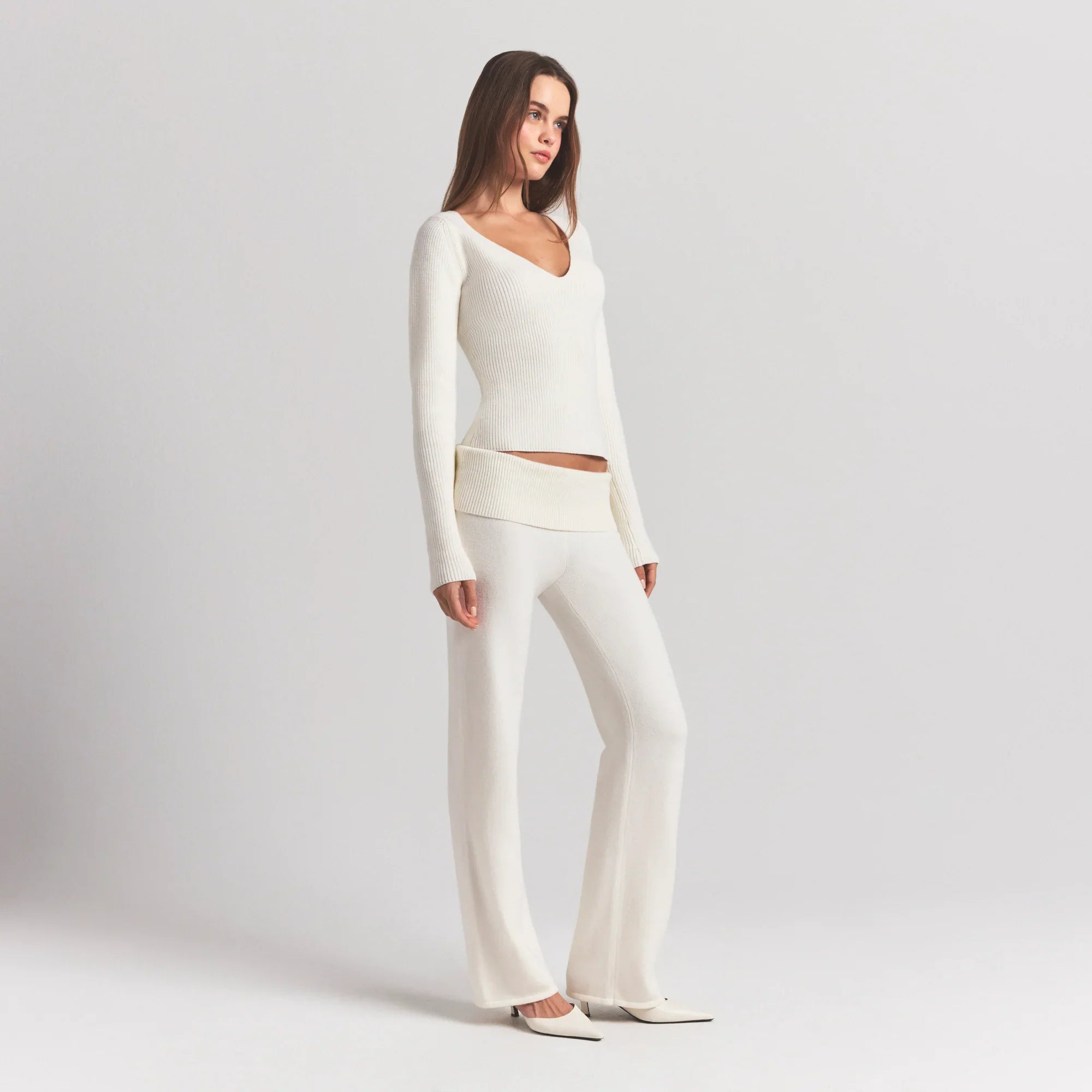 SKIMS SWEATER KNITS RIBBED LONG SLEEVE TOP | IVORY - Sneaker Türkiye