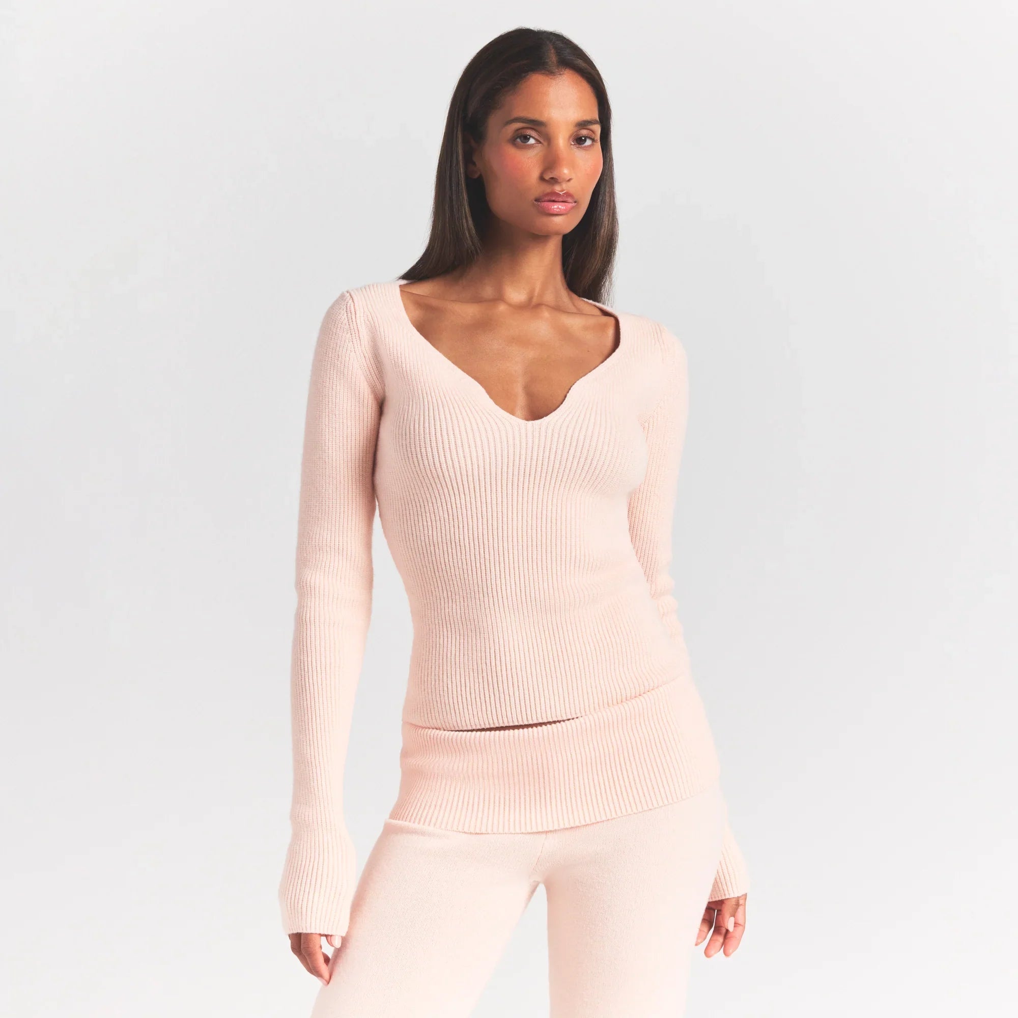 SKIMS SWEATER KNITS RIBBED LONG SLEEVE TOP | PRIMROSE - Sneaker Türkiye