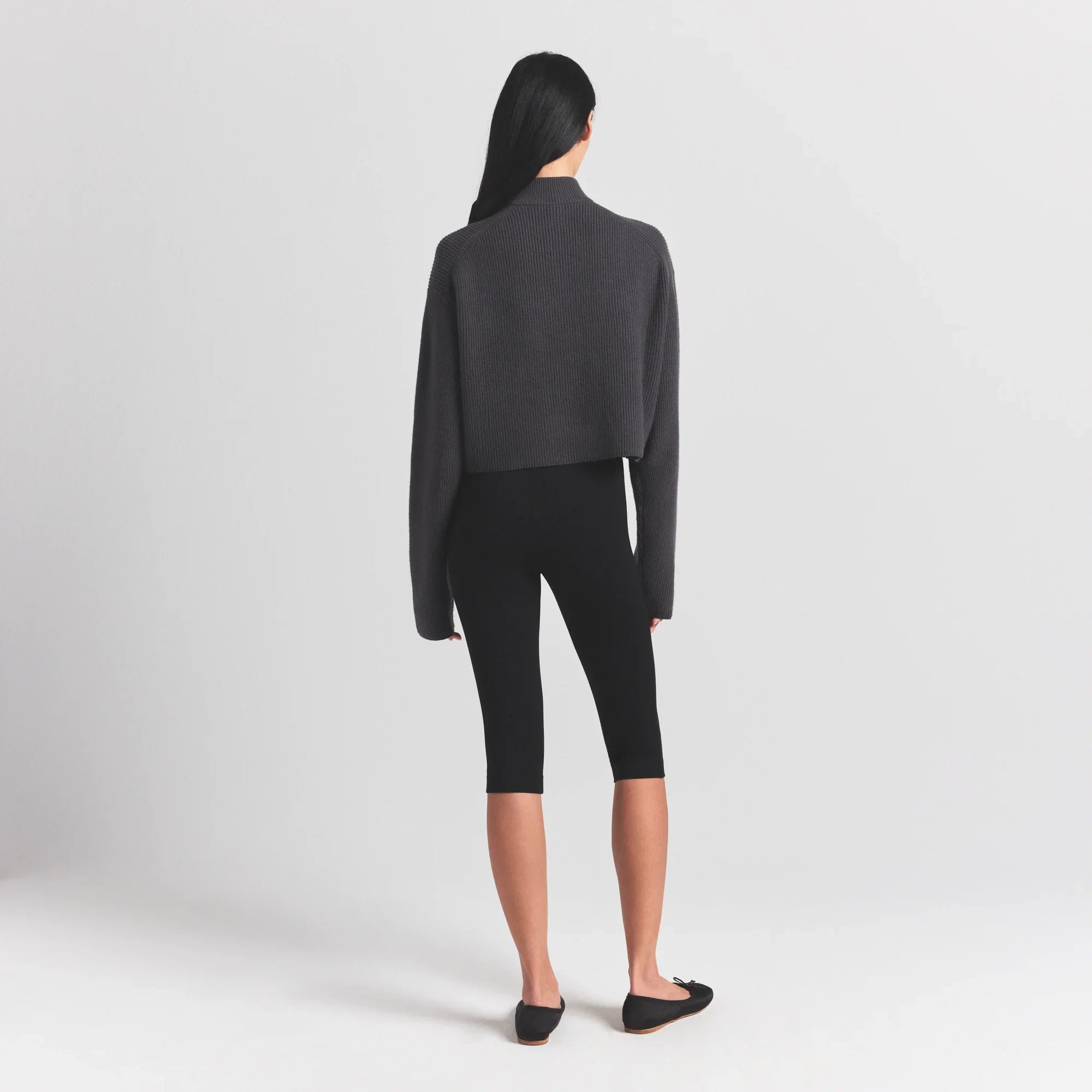 SKIMS SWEATER KNITS RIBBED MOCK NECK ZIP UP | ASH - Sneaker Türkiye