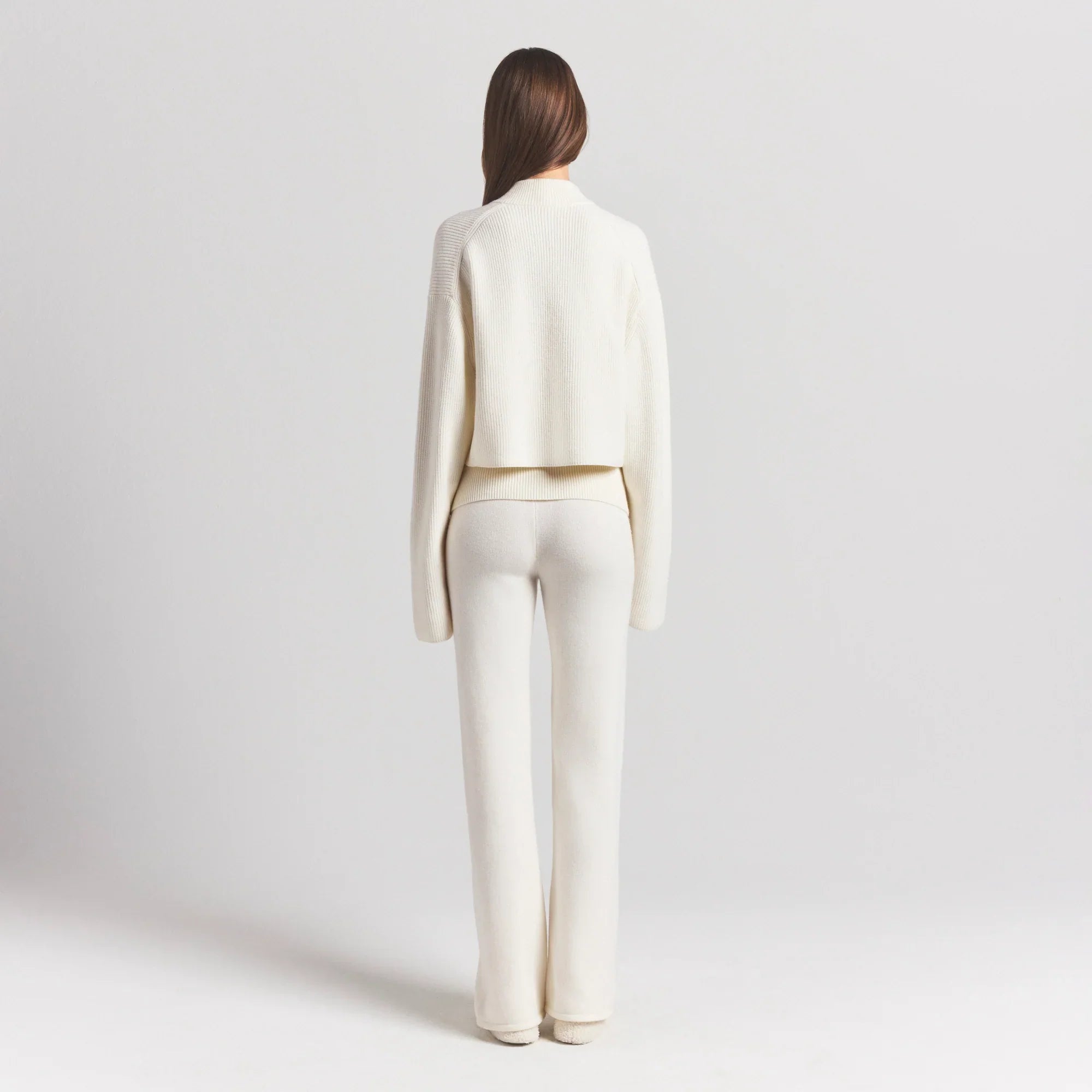 SKIMS SWEATER KNITS RIBBED MOCK NECK ZIP UP | IVORY - Sneaker Türkiye