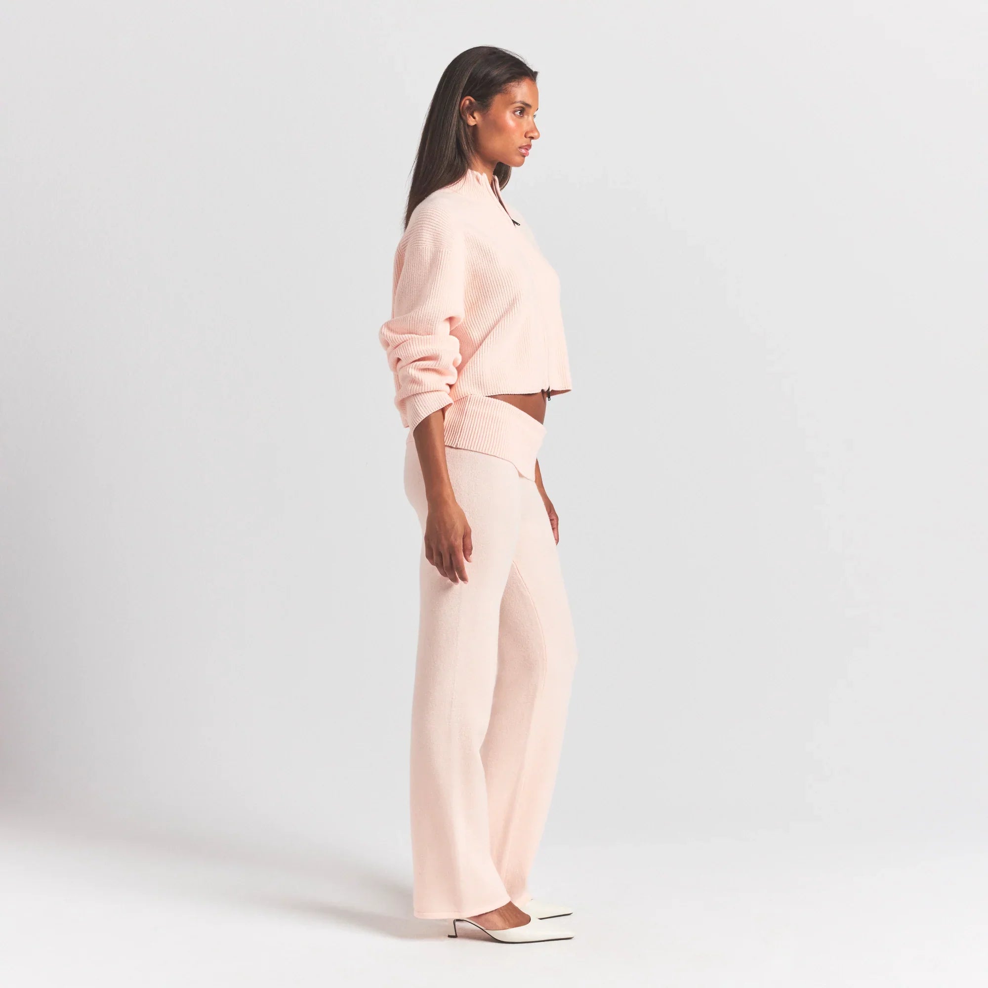 SKIMS SWEATER KNITS RIBBED MOCK NECK ZIP UP | PRIMROSE - Sneaker Türkiye