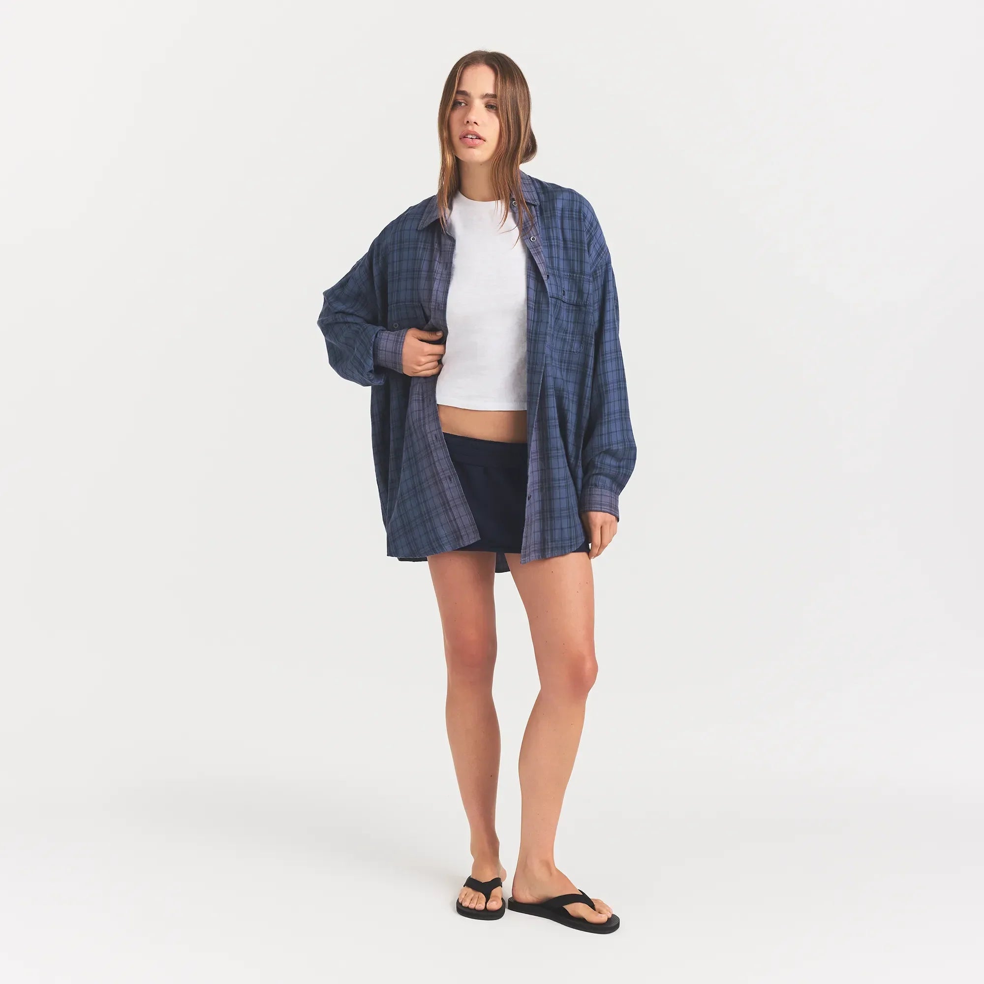 SKIMS WASHED FLANNEL OVERBedenD SHIRT | GRAPHITE PLAID - Sneaker Türkiye