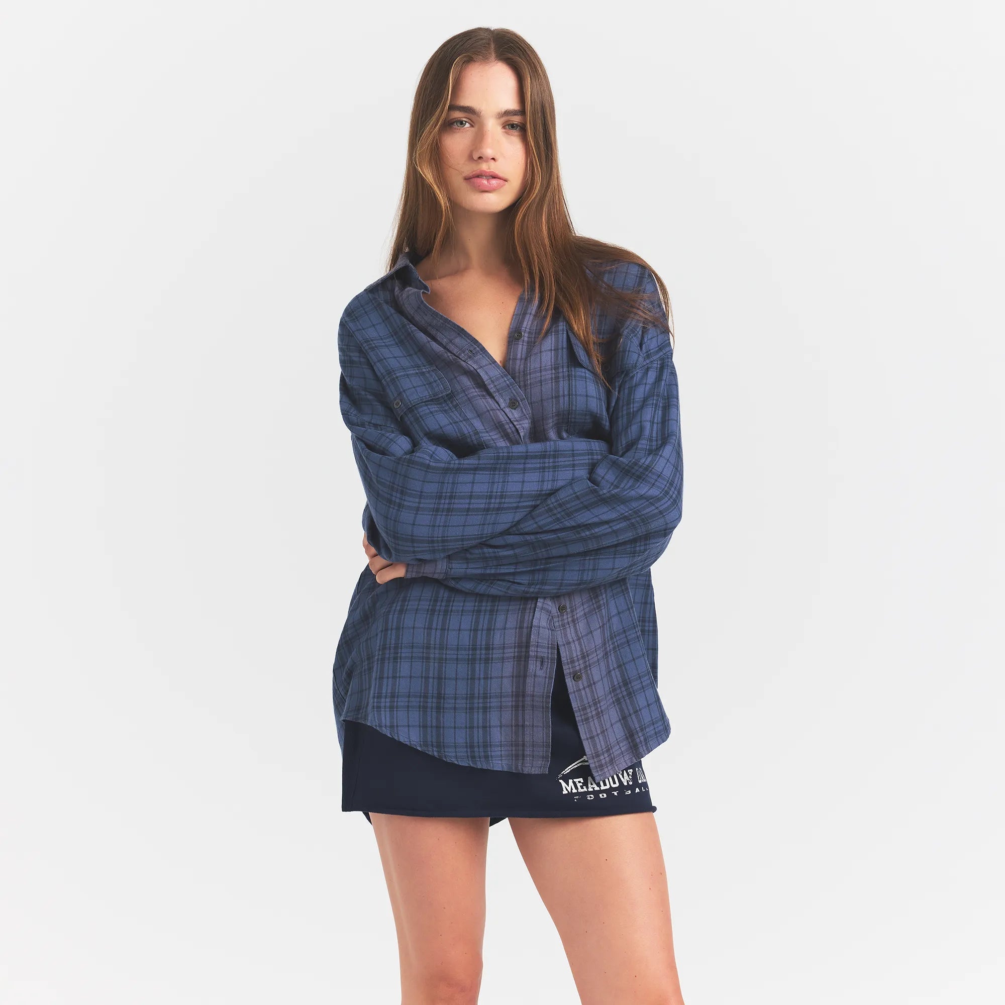 SKIMS WASHED FLANNEL OVERBedenD SHIRT | GRAPHITE PLAID - Sneaker Türkiye