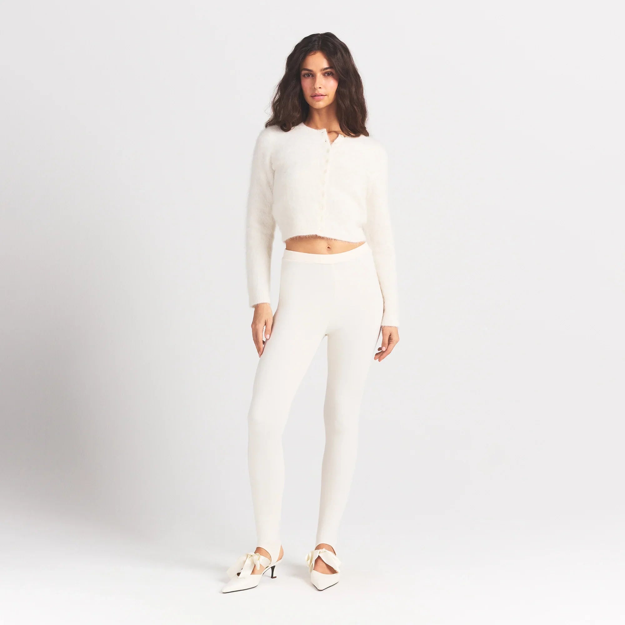 SKIMS BRUSHED ALPACA LONG SLEEVE CARDIGAN | EGRET - Sneaker Türkiye