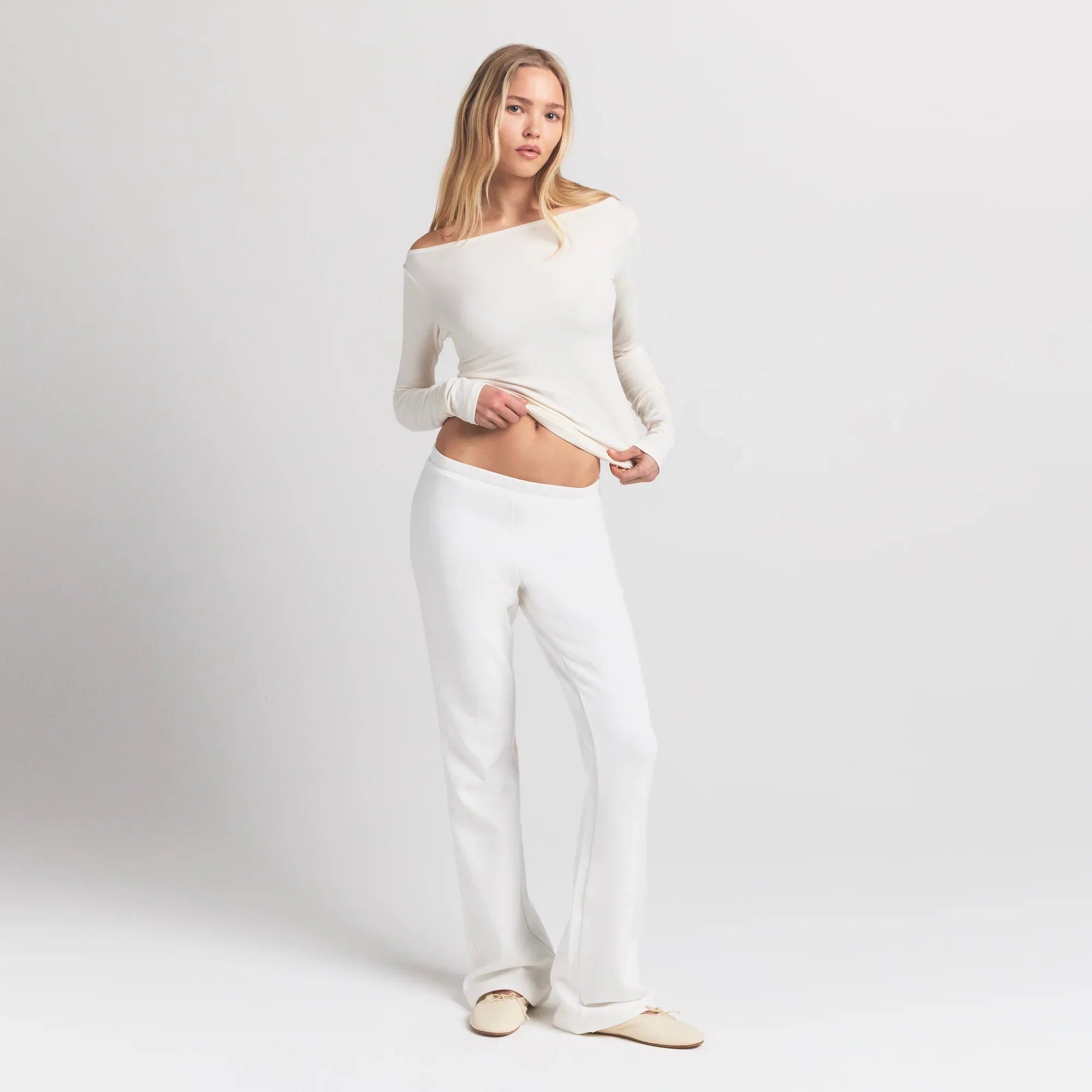 SKIMS COTTON JERSEY LONG SLEEVE BOATNECK TOP | MARBLE - Sneaker Türkiye