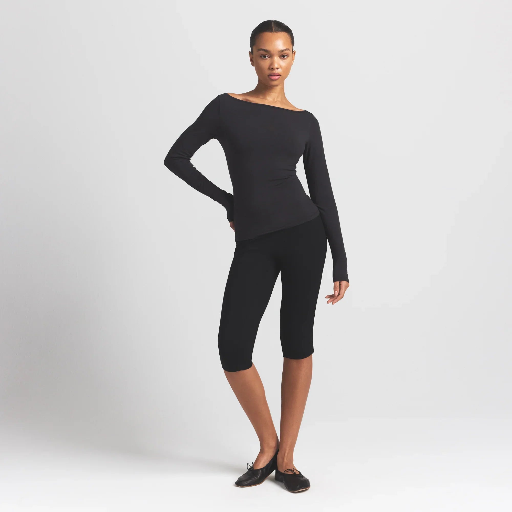 SKIMS COTTON JERSEY LONG SLEEVE BOATNECK TOP | SOOT - Sneaker Türkiye
