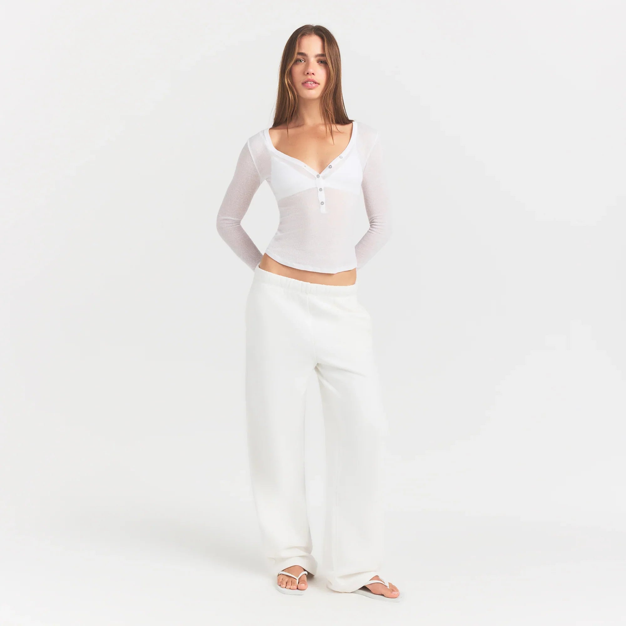 SKIMS SHEER RIB HENLEY | SNOW - Sneaker Türkiye