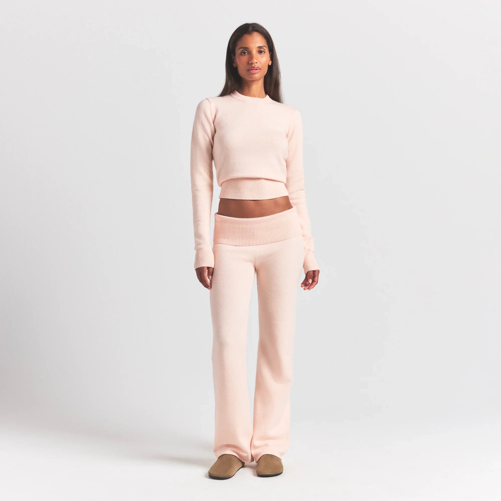 SKIMS SWEATER KNITS RIBBED LONG SLEEVE FITTED CREW NECK | PRIMROSE - Sneaker Türkiye