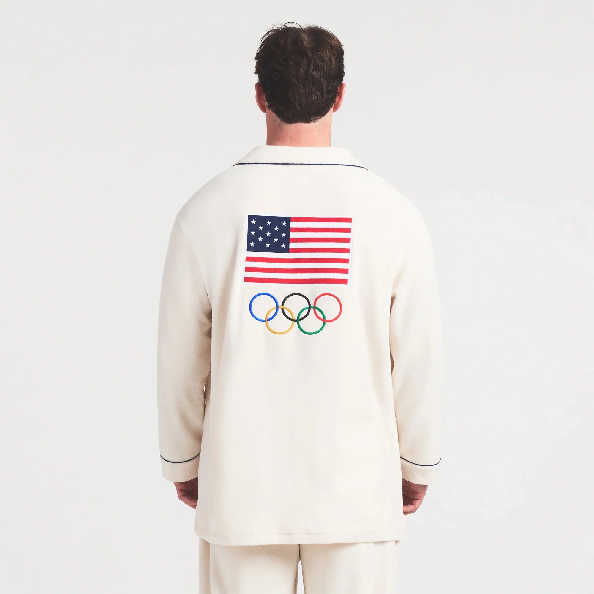SKIMS FOR TEAM USA FLEECE UNISEX OLYMPIC OVERBedenD SLEEP TOP | ECRU - Sneaker Türkiye