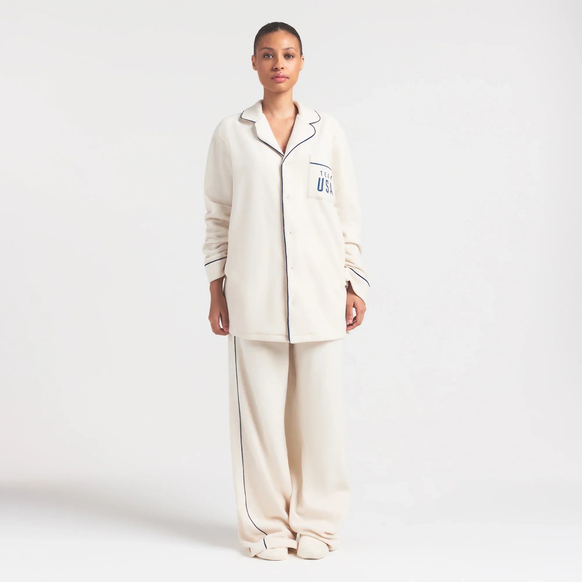 SKIMS FOR TEAM USA FLEECE UNISEX PARALYMPIC OVERBedenD SLEEP TOP | ECRU - Sneaker Türkiye