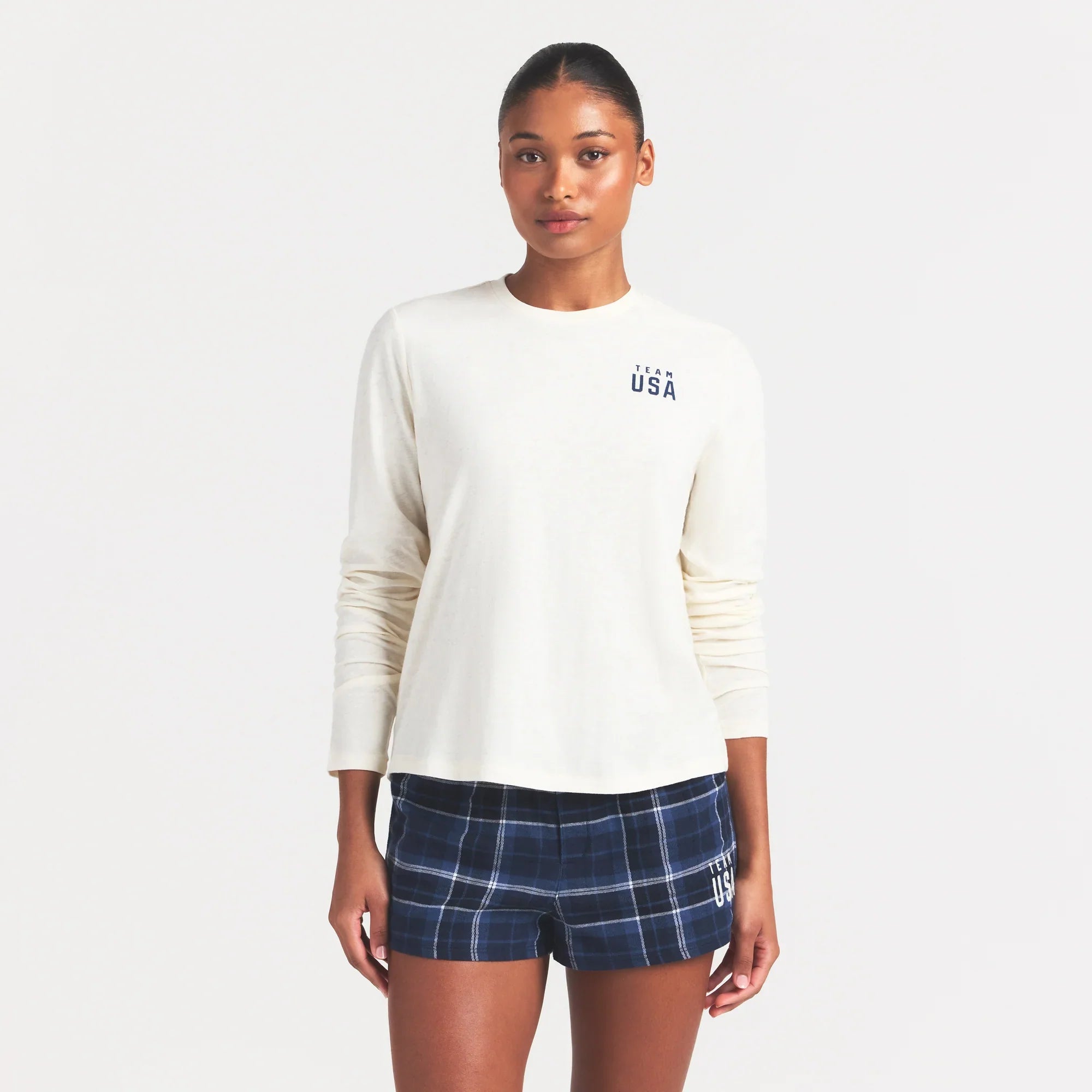 SKIMS FOR TEAM USA WORN IN JERSEY OLYMPIC LONG SLEEVE T-SHIRT | ECRU - Sneaker Türkiye