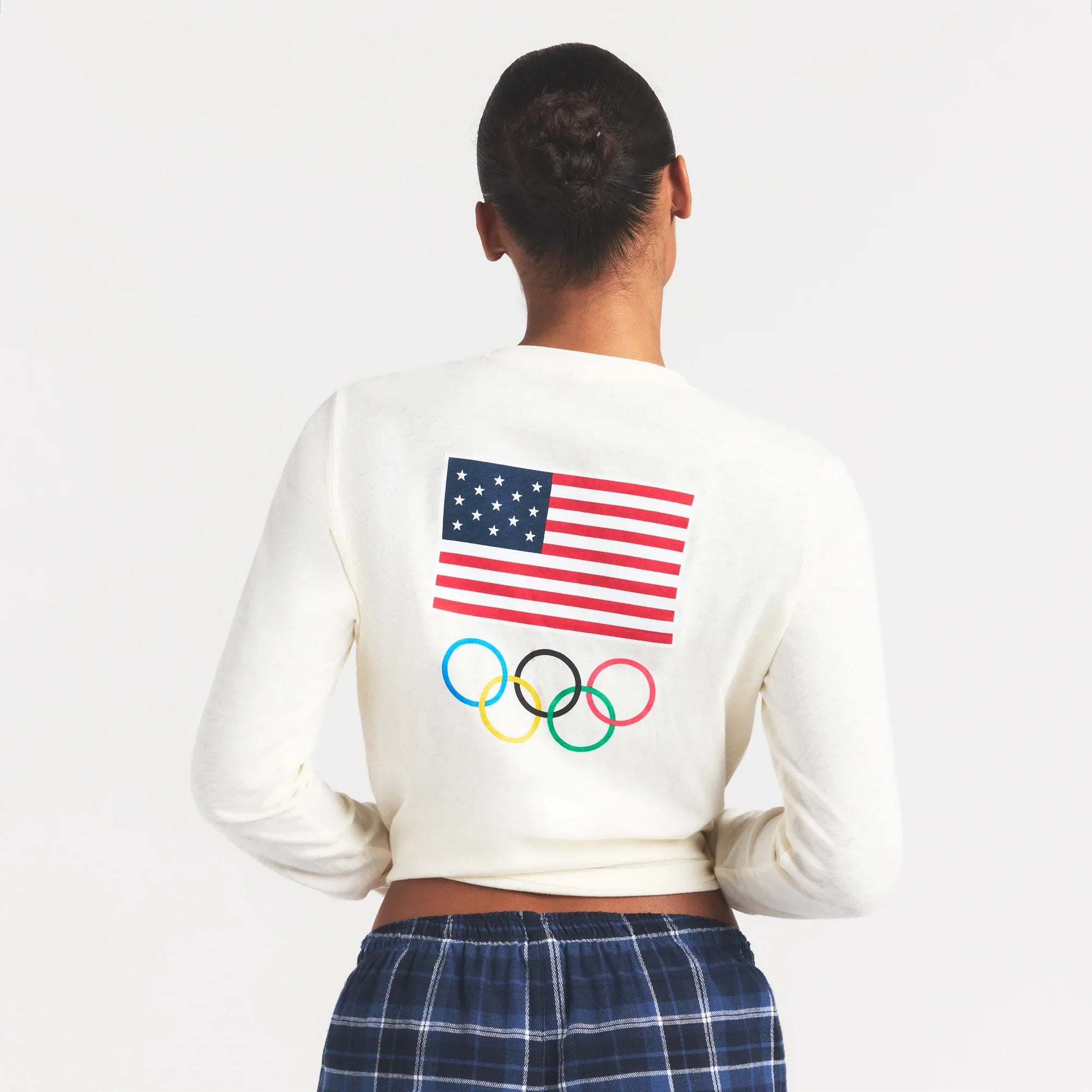 SKIMS FOR TEAM USA WORN IN JERSEY OLYMPIC LONG SLEEVE T-SHIRT | ECRU - Sneaker Türkiye