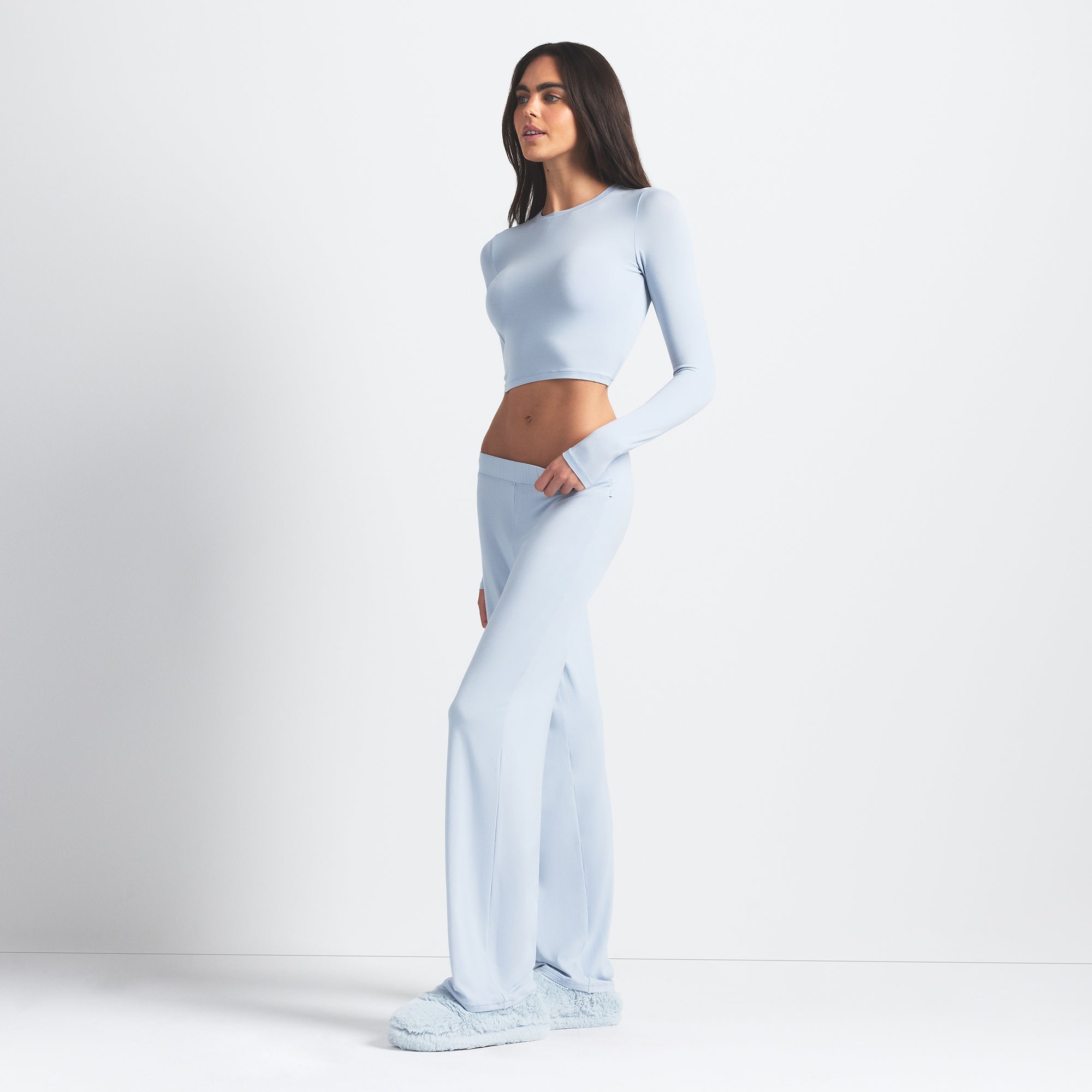 SKIMS SLEEP SUPER CROPPED LONG SLEEVE | ZEN BLUE - Sneaker Türkiye