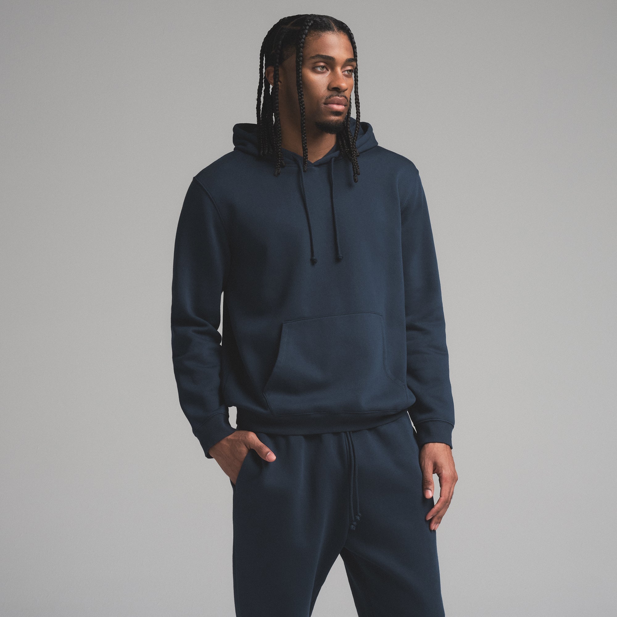 SKIMS FLEECE LOUNGE MENS CLASSIC HOODIE | NAVY - Sneaker Türkiye