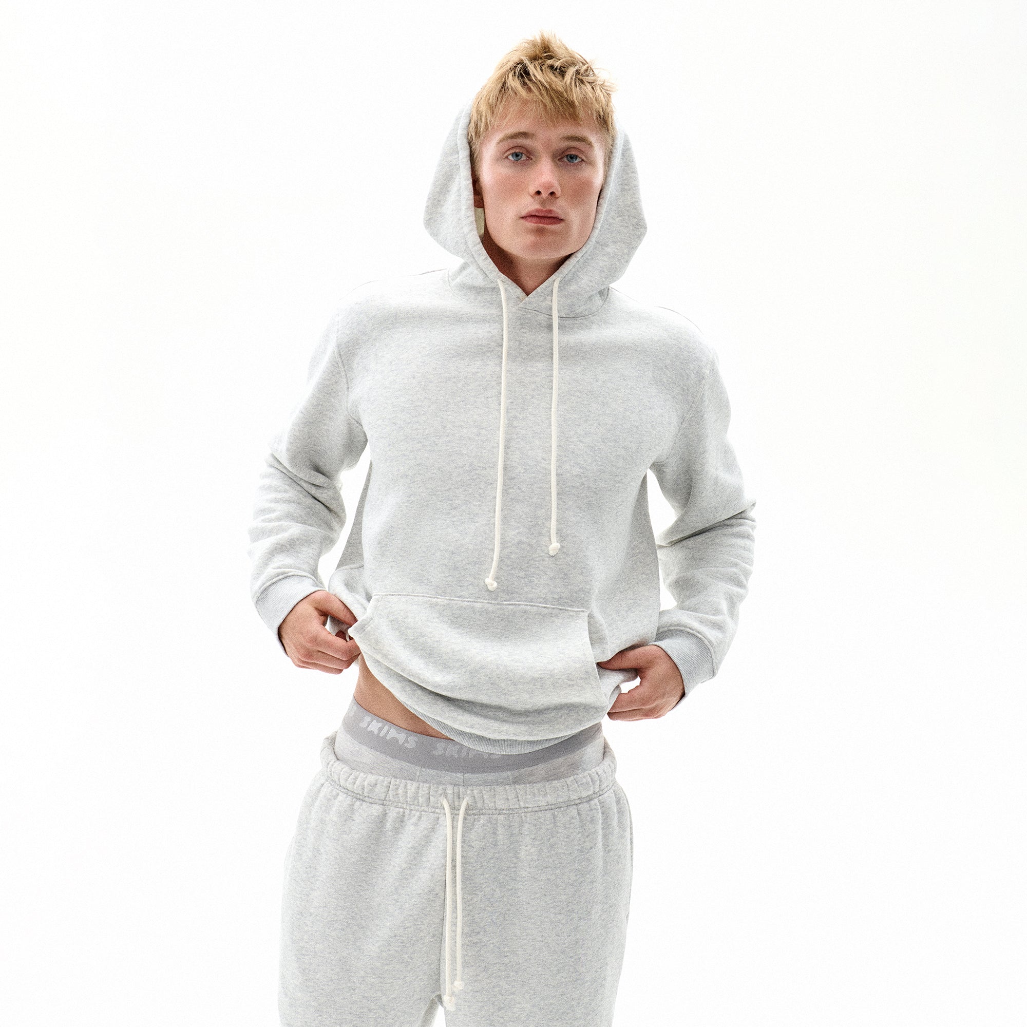 SKIMS FLEECE LOUNGE MENS CLASSIC HOODIE | LIGHT HEATHER GREY - Sneaker Türkiye