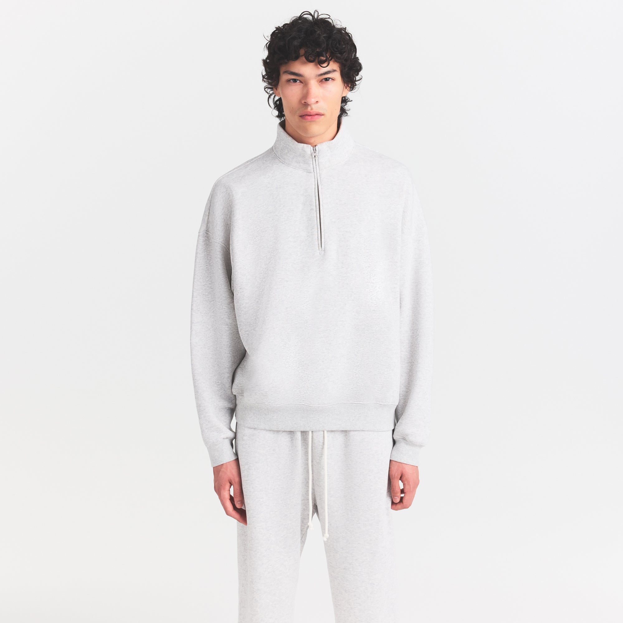 SKIMS FLEECE LOUNGE MENS RELAXED QUARTER ZIP | LIGHT HEATHER GREY - Sneaker Türkiye