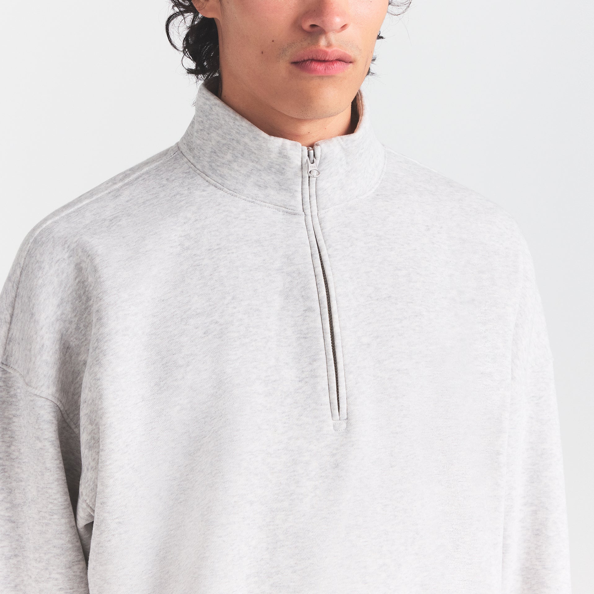 SKIMS FLEECE LOUNGE MENS RELAXED QUARTER ZIP | LIGHT HEATHER GREY - Sneaker Türkiye